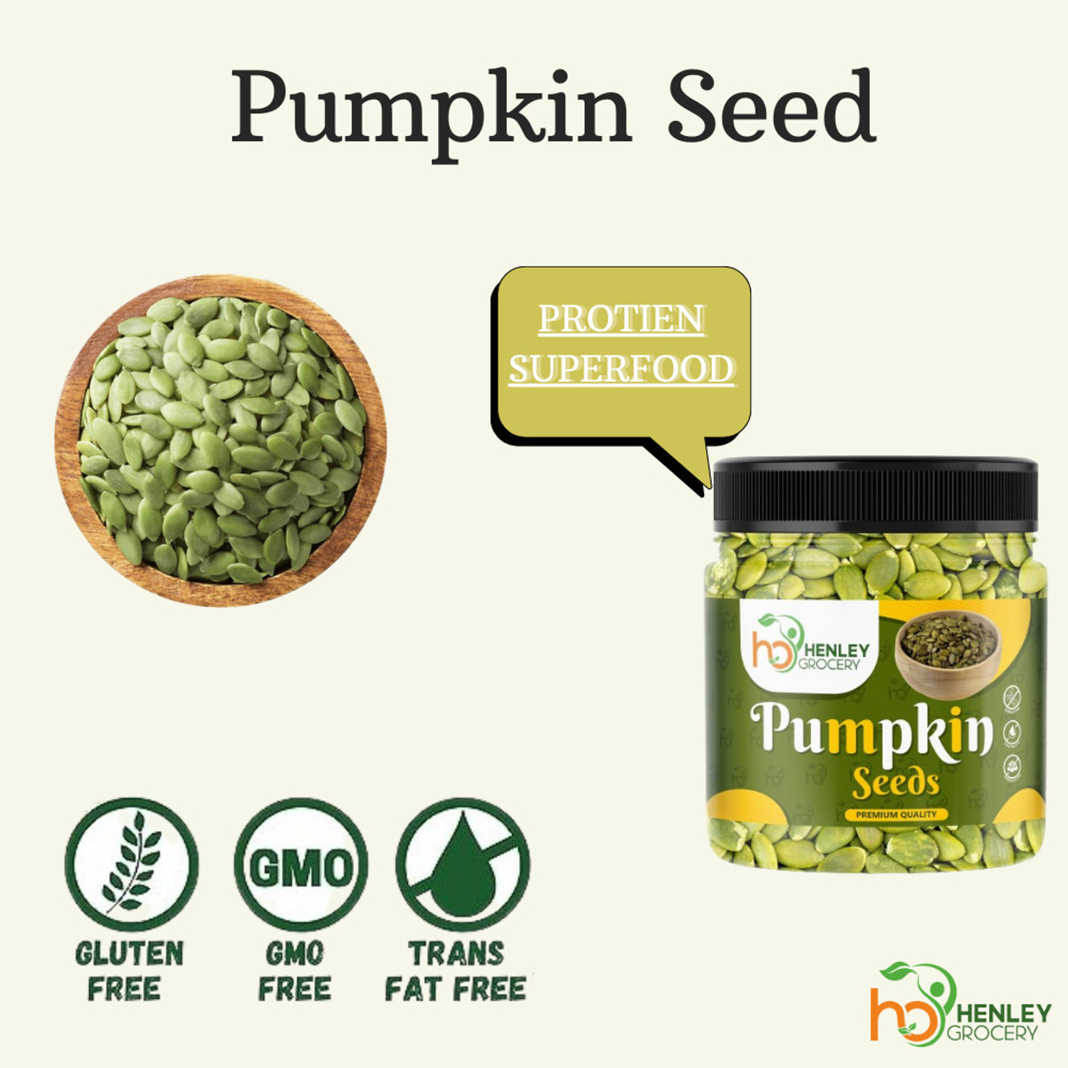 Image of HENLEY Raw Pumpkin Seeds for eating, Rich in Protein and Fiber Pumpkin Seeds
