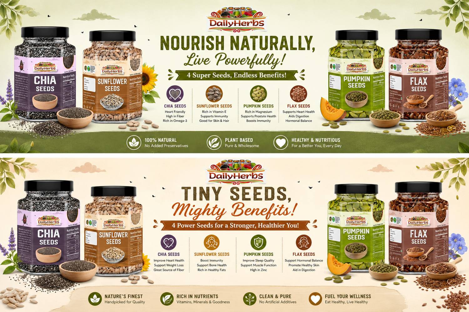 DAILYHERBS Premium Seeds 800g Combo Pack Pack of 4 - Image 4
