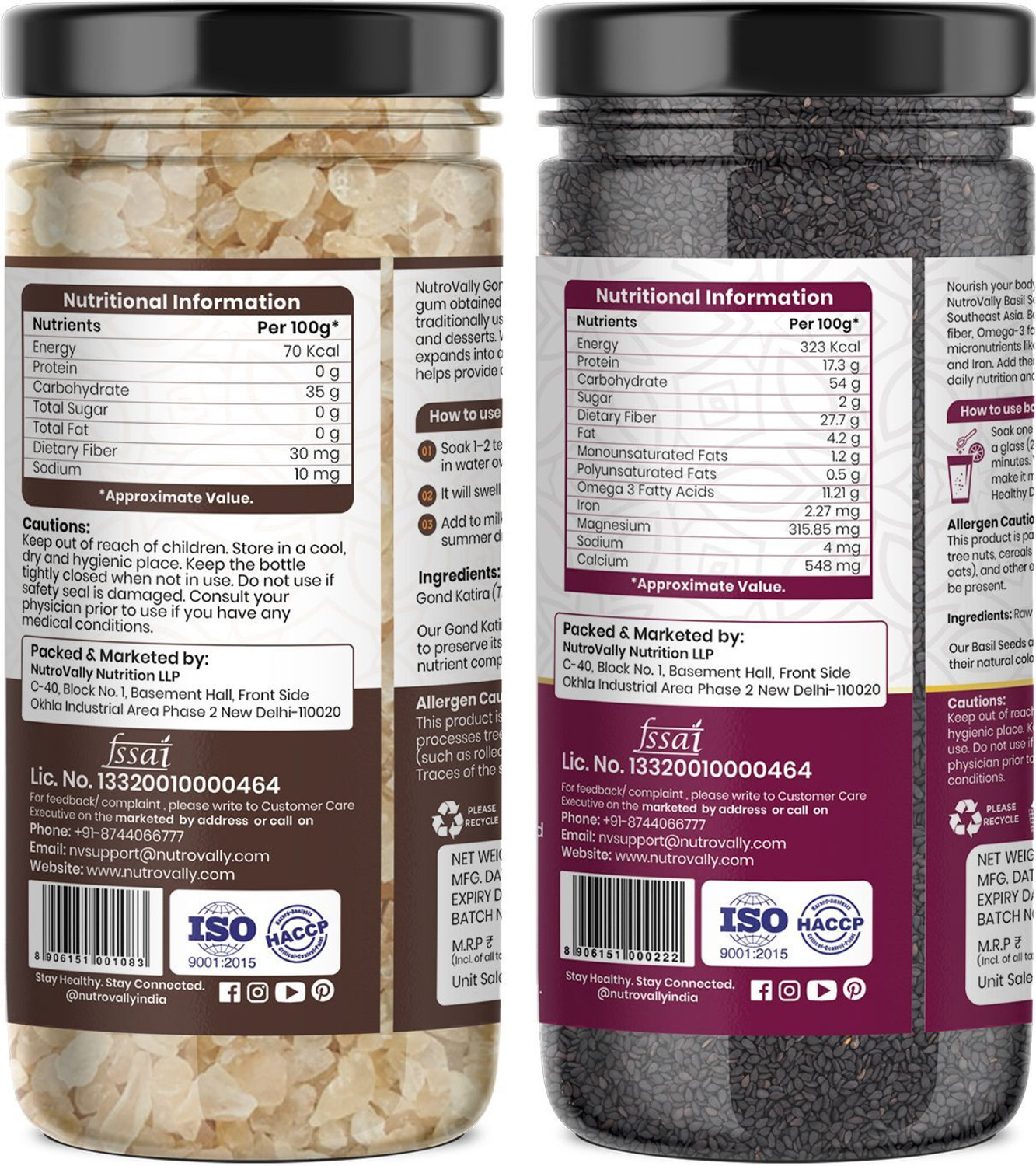 Image of NutroVally Gond Katira & Basil Seeds Combo (200g Each) | Natural Cooling Superfood Basil Seeds