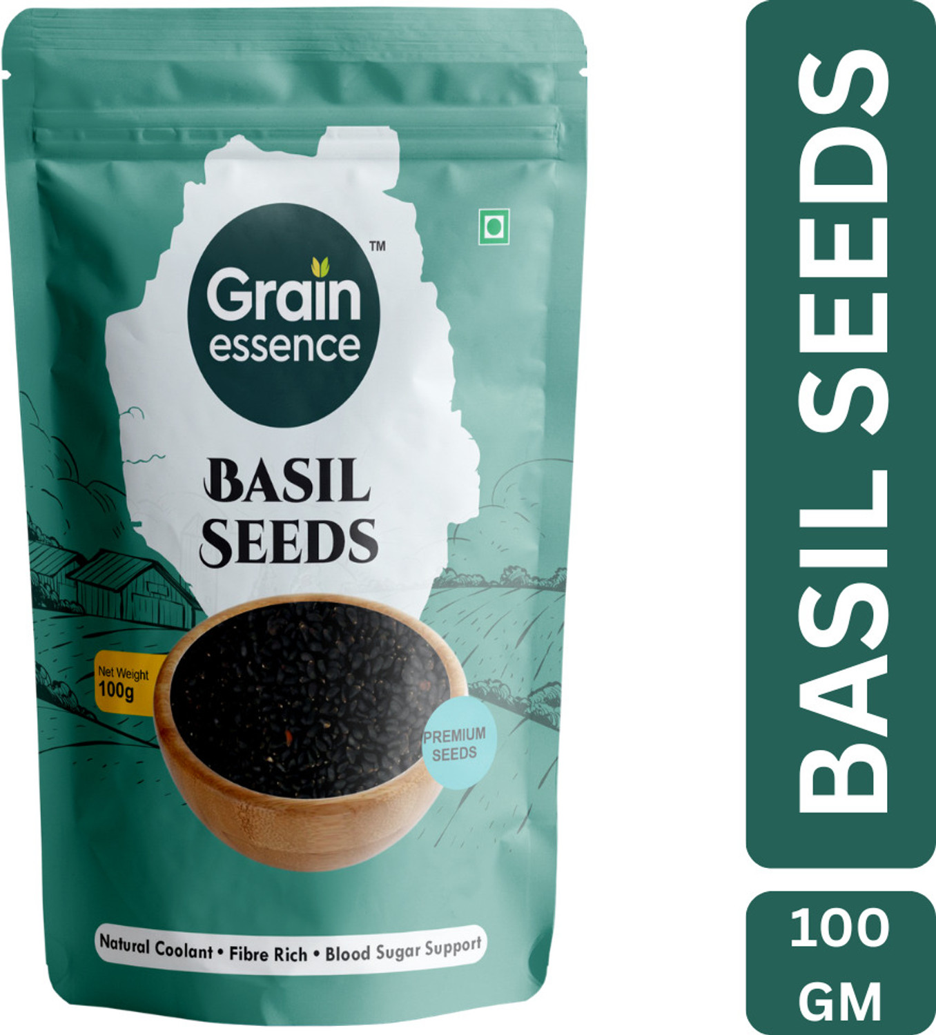 Image of GRAIN ESSENCE Grain Essence Premium Basil Seeds (Sabja Seeds) | 100% Natural, Raw & Unpolished Basil Seeds