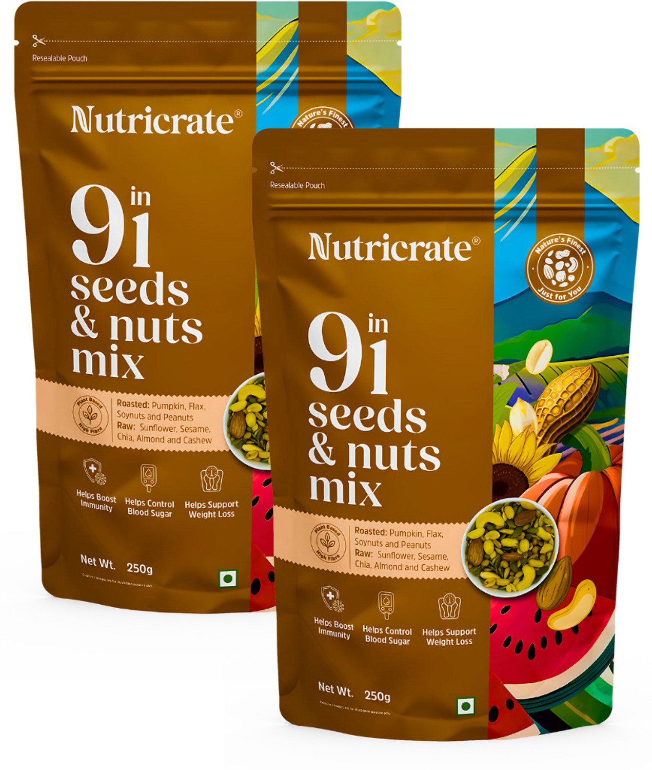 Image of Nutricrate 9 in 1 Super Mixed Seeds for Eating, Roasted, Protein Rich & for weight loss. Mixed Seeds