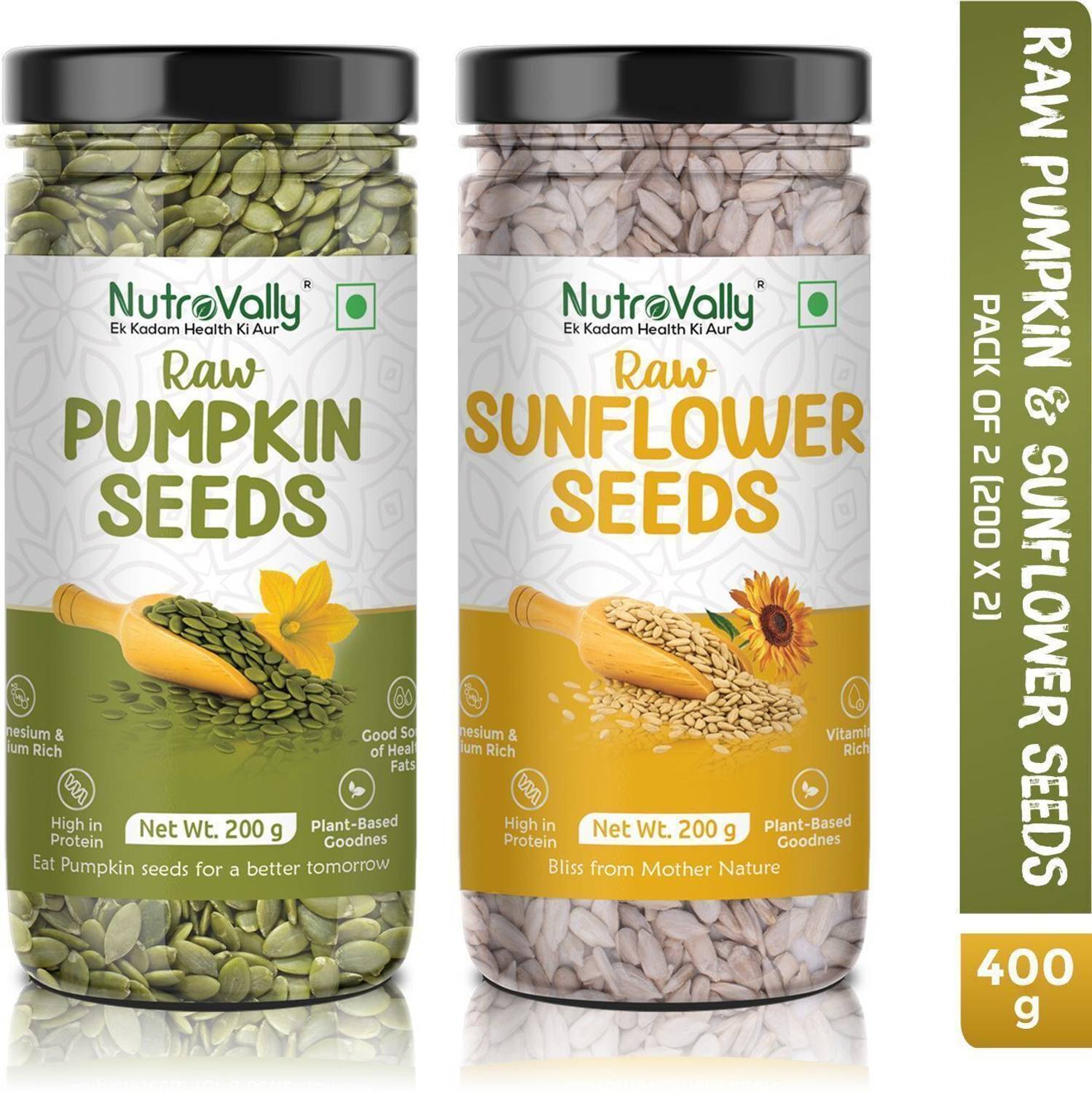 NutroVally Pumpkin & Sunflower Combo for Weight Loss | Magnesium & Minerals Rich Diet Snack Pumpkin Seeds, Sunflower Seeds