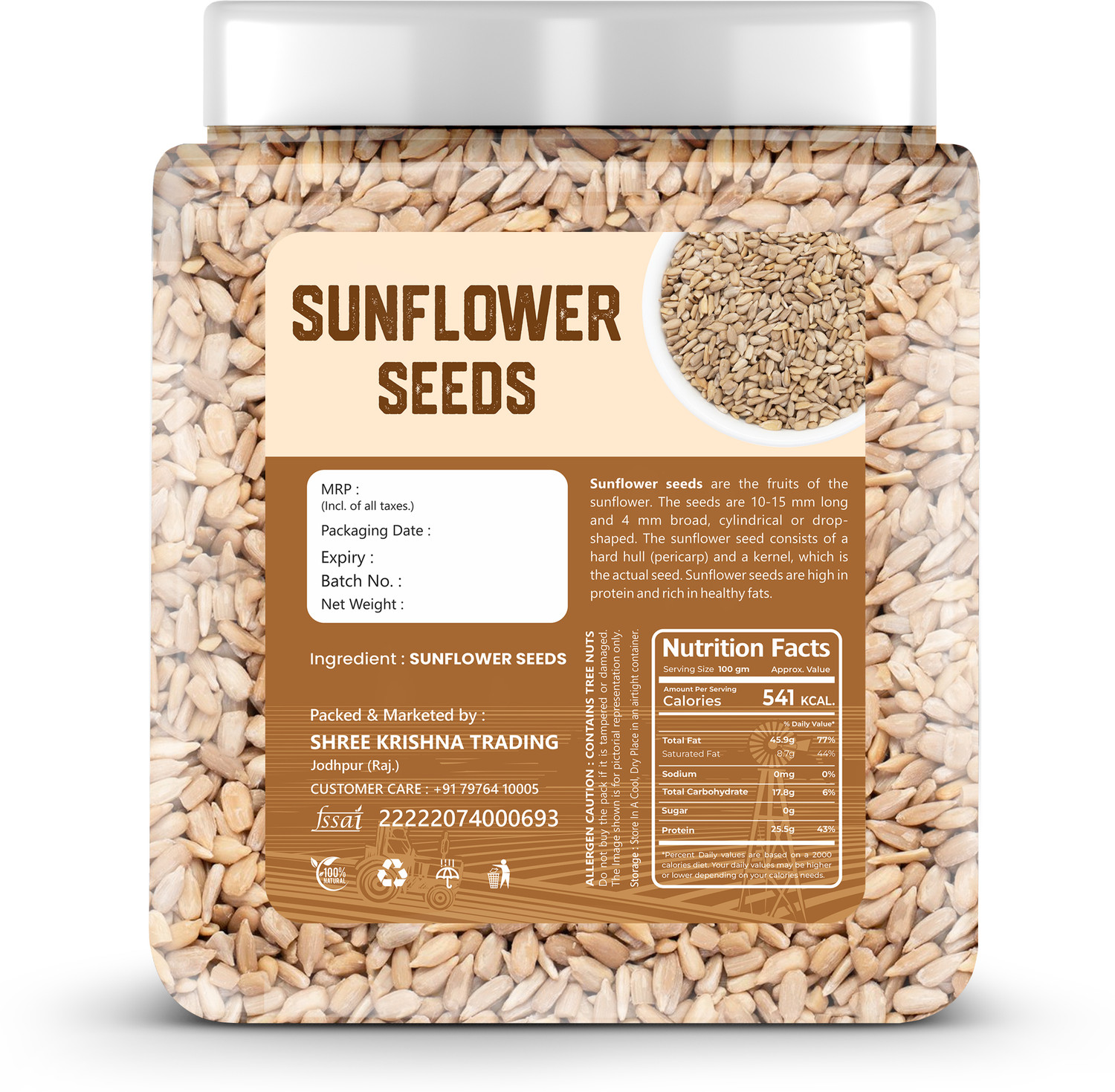 Image of DAILYHERBS Sunflower Seeds for Eating | High in Protein and Fibers Sunflower Seeds