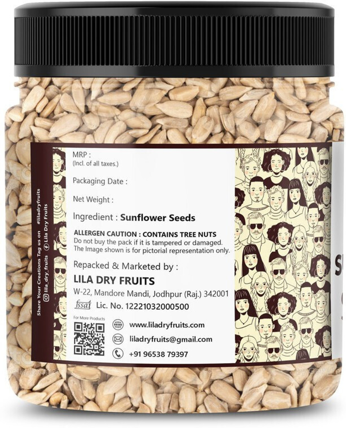 Image of lila dry fruits Premium Raw Sunflower Seeds 250gms Jar Pack | Surajmukhi Beej Sunflower Seeds