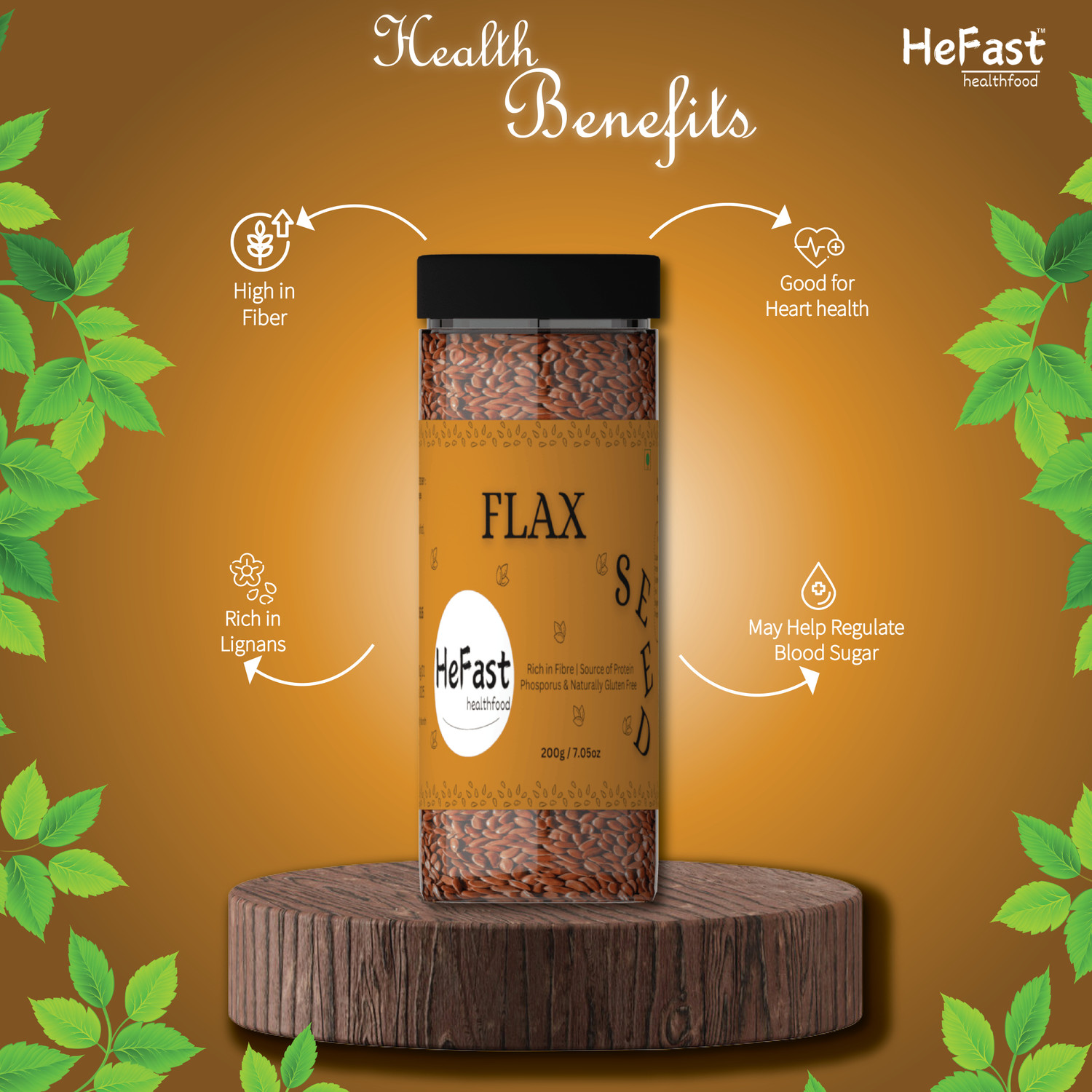 Image of HeFast HeFast HealthFood Seeds Combo Chia Seeds, Brown Flax Seeds, Pumpkin Seeds, Sunflower Seeds