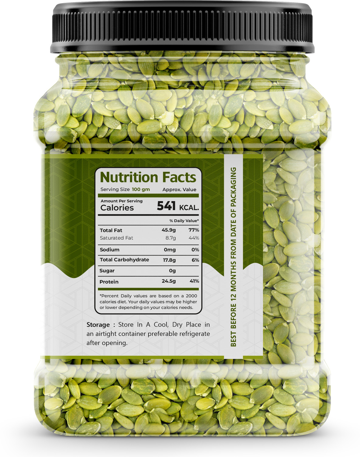 Image of Yajurveda Raw Pumpkin Seeds For Eating | AAA Grade Jumbo High in Protein, Healthy Pumpkin Seeds