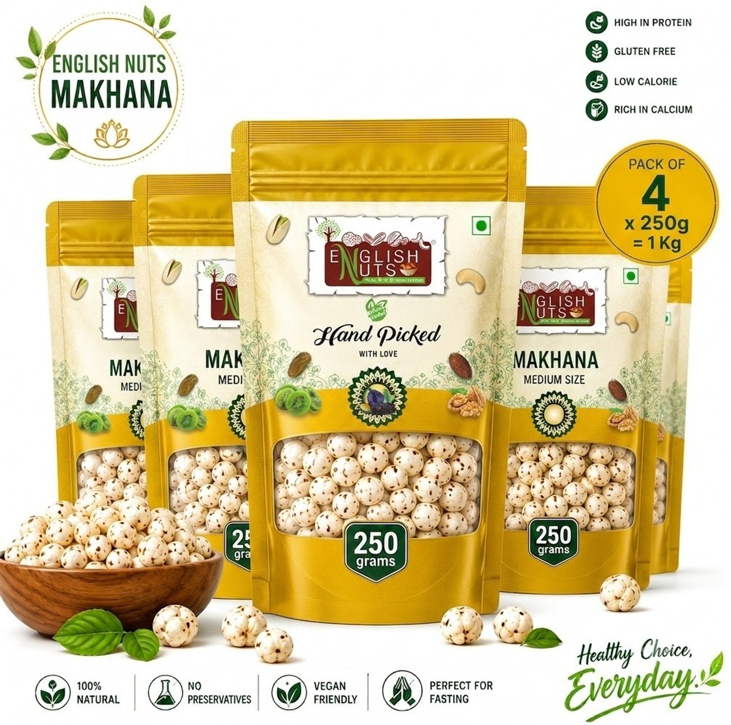 Image of ENGLISH NUTS HANDPICKED MAKHANA 1KG Makhana