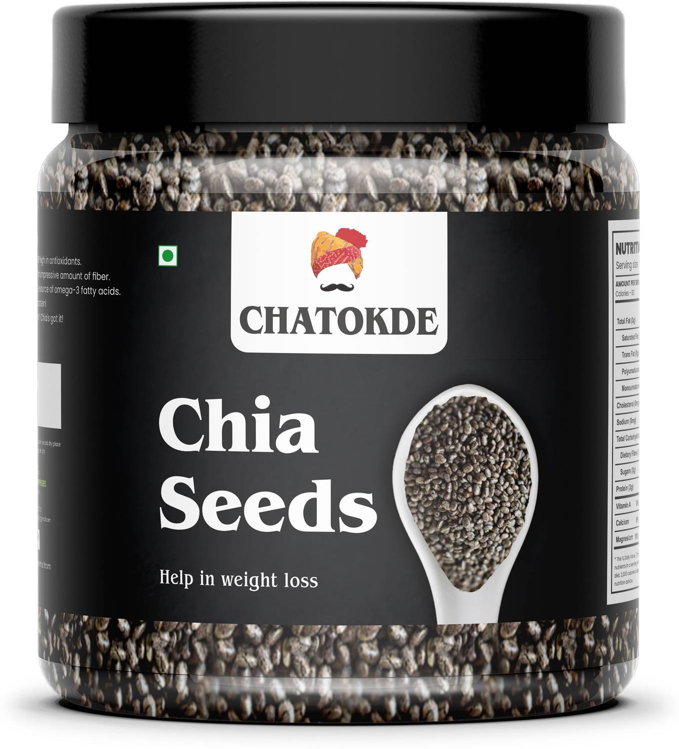 CHATOKDE Chia Seeds for Weight Loss 500g - Diet Food | Healthy Snacks | Raw Chia Seed Chia Seeds