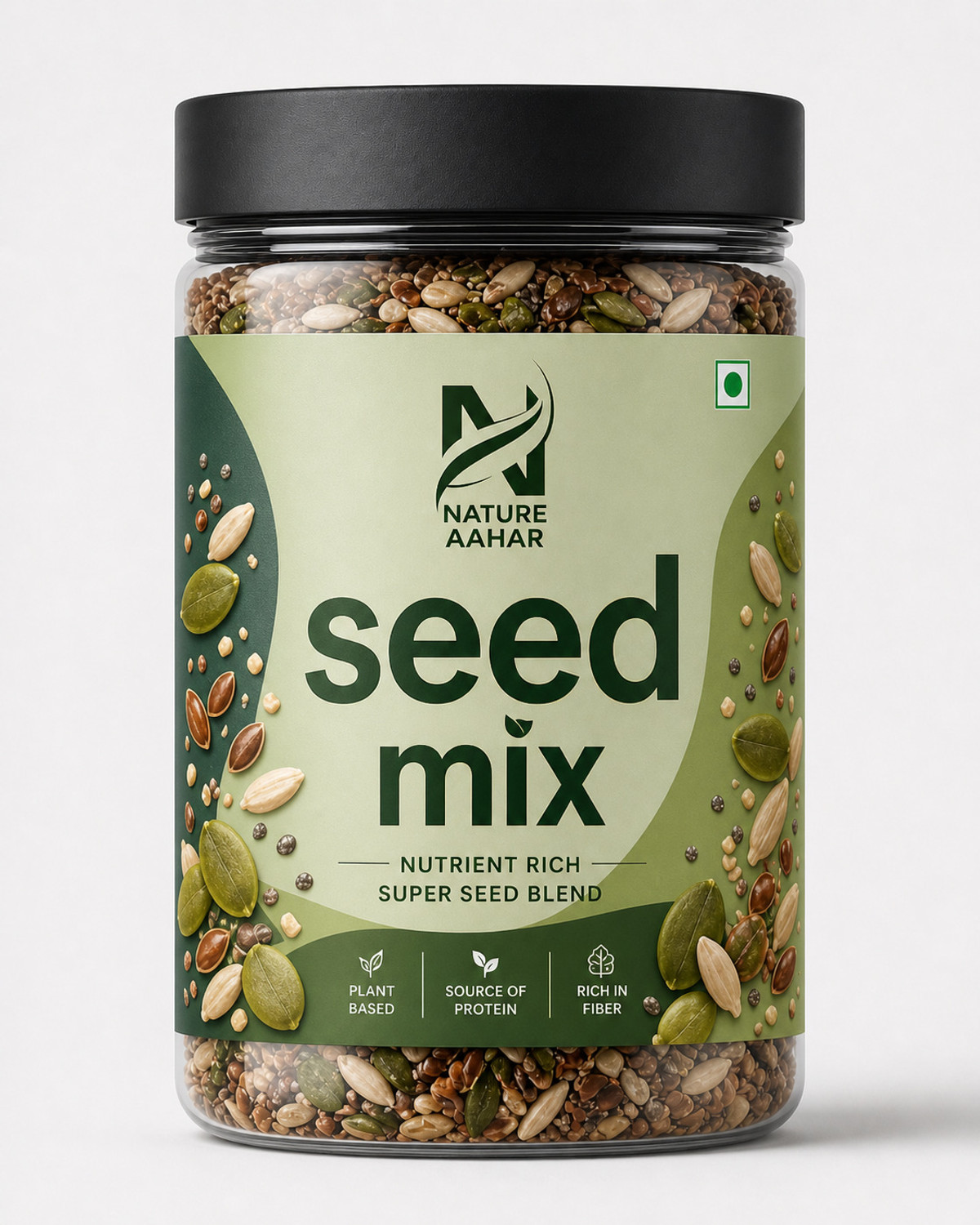 Image of Nature Aahar 7 in 1 Seed Mix | Chia, Flax, Pumpkin & Sunflower Seeds Mix 1kg Brown Flax Seeds, Chia Seeds, Jackfruit Seeds, Mixed Seeds, Pumpkin Seeds, Roasted Flax Seeds, Sunflower Seeds, Watermelon Seeds