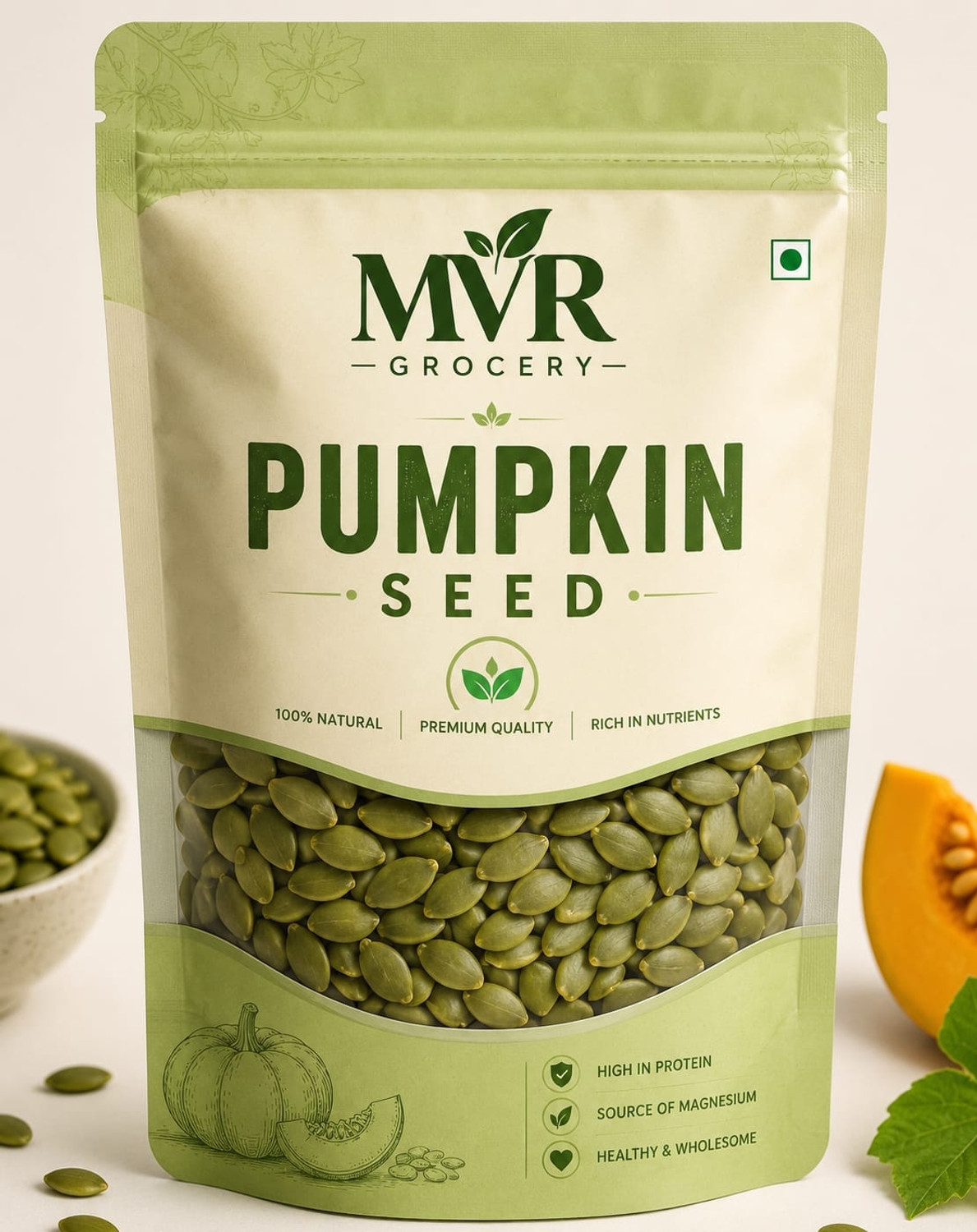 Image of MVRGrocery Organic Raw Pumpkin Seeds | Kaddu Beej | Protein and Fiber Rich Seeds Pumpkin Seeds