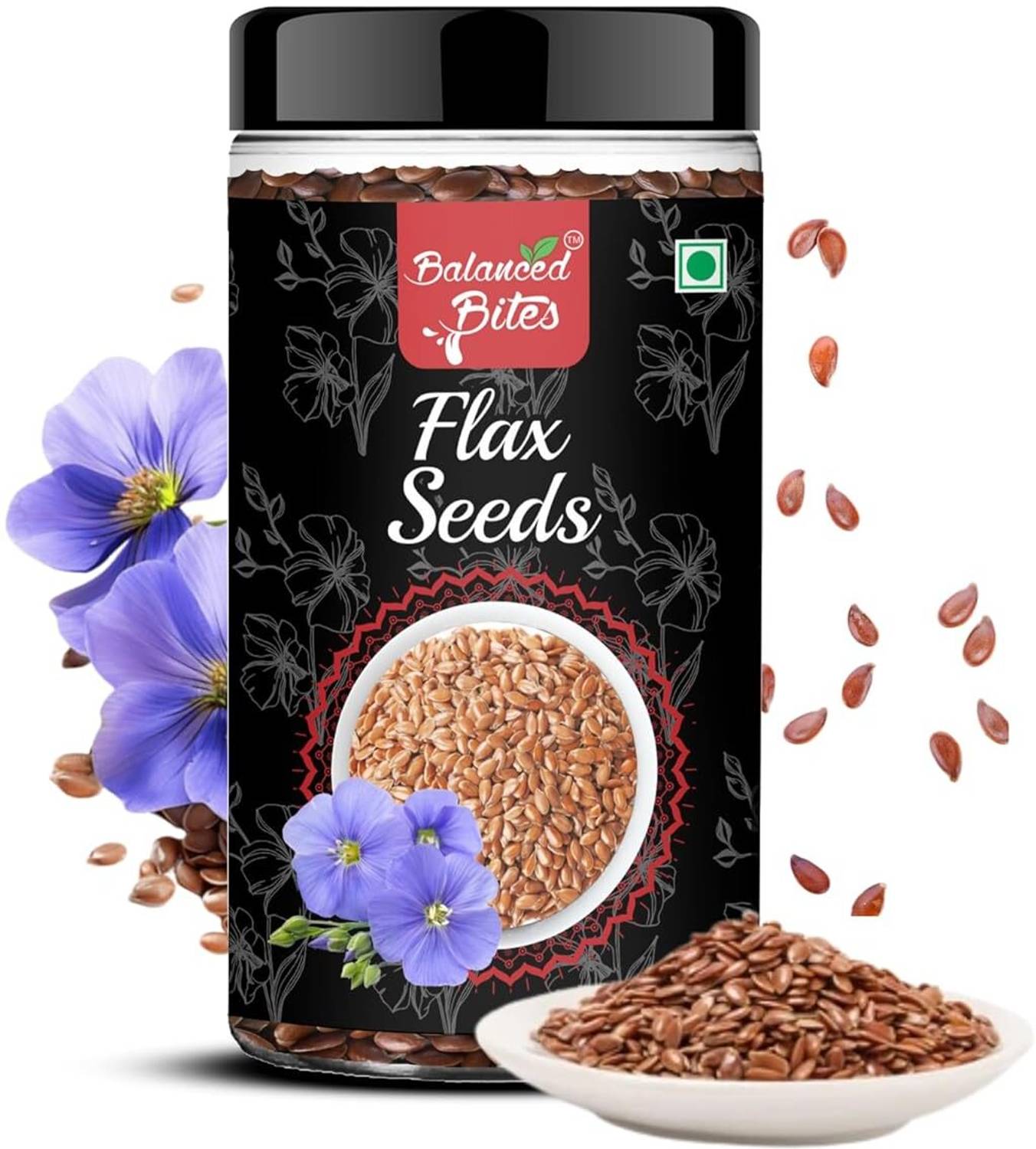 Balanced Bites Flax Seeds | Natural Alsi Seeds for Hair Growth | Raw Flaxseeds for Eating Roasted Flax Seeds