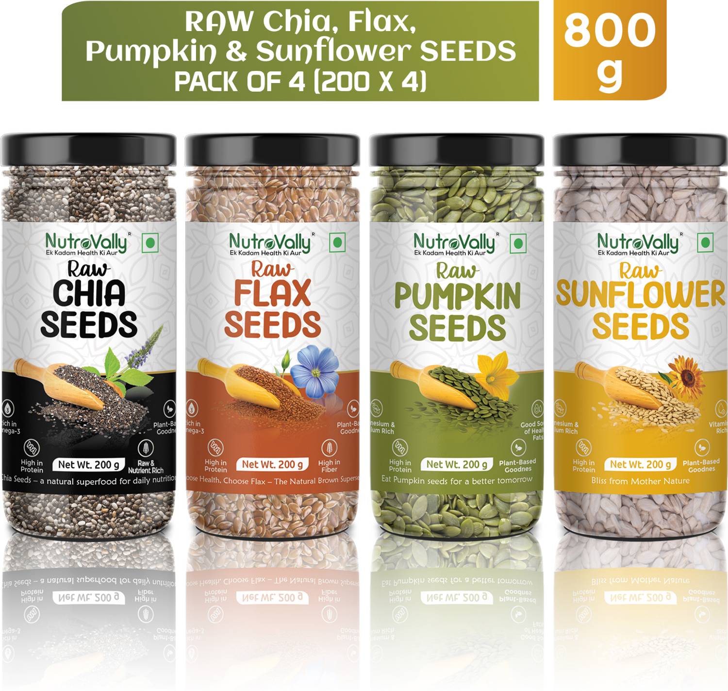 NutroVally Chia, Flax, Pumpkin & Sunflower Seeds - Image 1