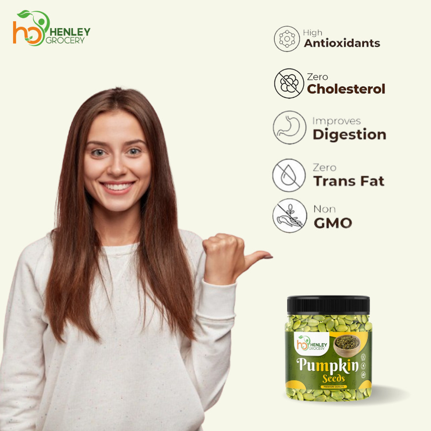 Image of HENLEY Raw Pumpkin Seeds for eating, Rich in Protein and Fiber Pumpkin Seeds