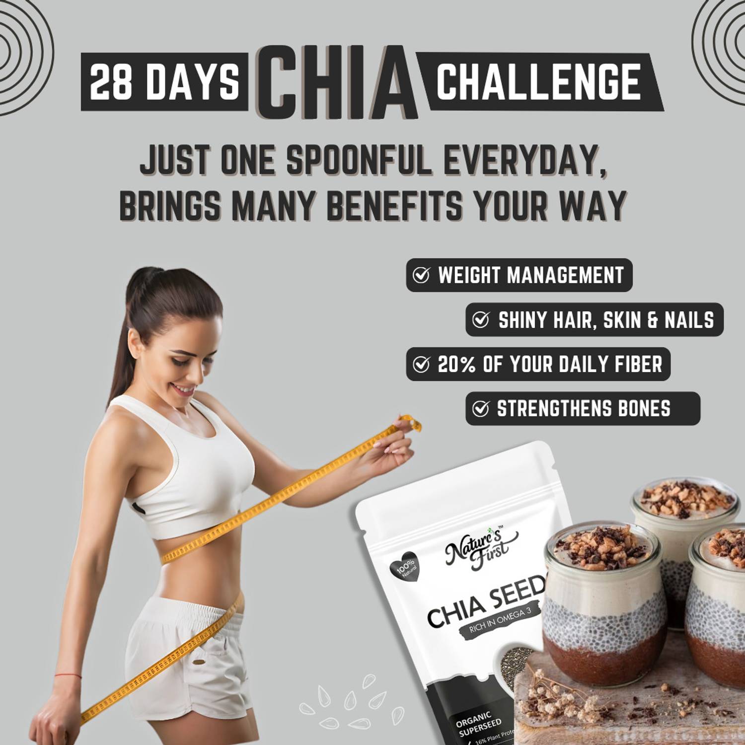 NATURE'S FIRST Raw Chia, Flax, Pumpkin & Sunflower Seeds 100gm Each - Image 3