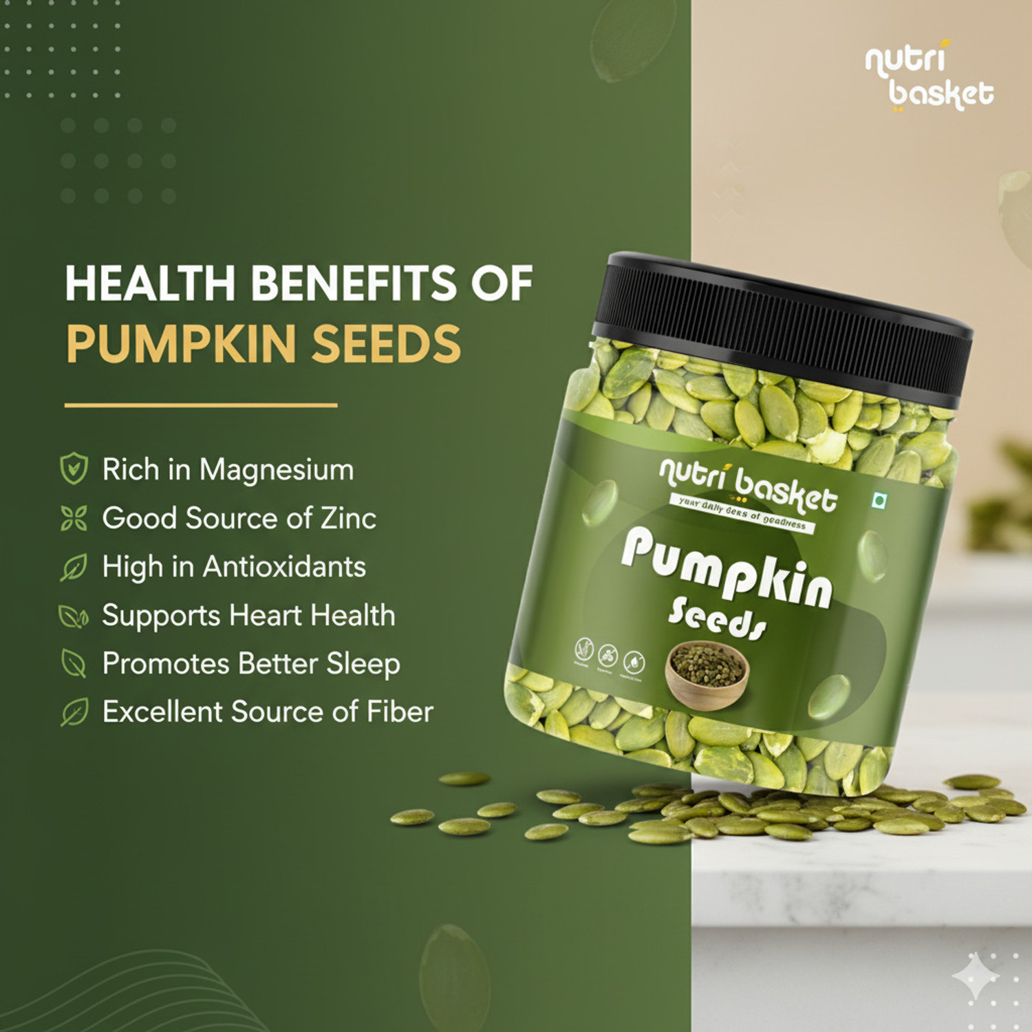 Image of nutribasket RAW SUPER SEEDS COMBO PACK 4 X 250GM Pumpkin Seeds, Chia Seeds, Sunflower Seeds, Roasted Flax Seeds