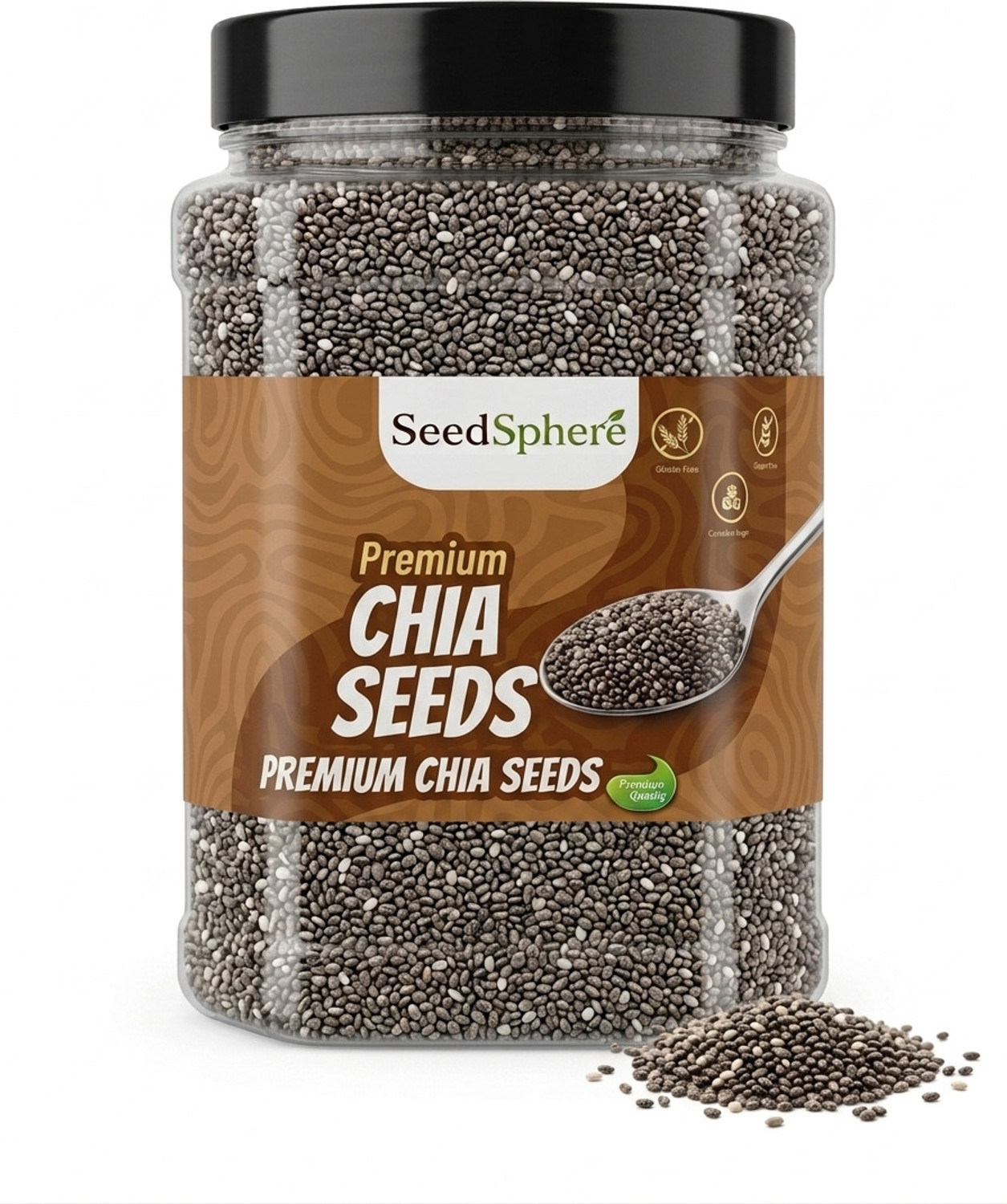 Image of SeedSphere Raw Chia Seeds for Weight Loss with Omega 3 , Zinc and Fiber, Rich in Calcium Chia Seeds
