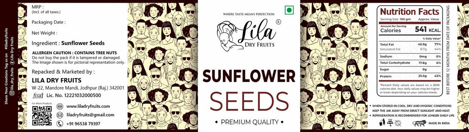 Image of lila dry fruits Premium Raw Sunflower Seeds 250gms Jar Pack | Surajmukhi Beej Sunflower Seeds