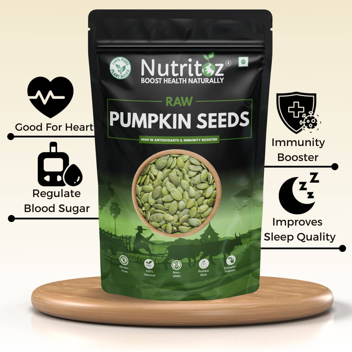 Nutritoz Premium Pumpkin & Sunflower Seeds Combo 100GM Each - Image 3