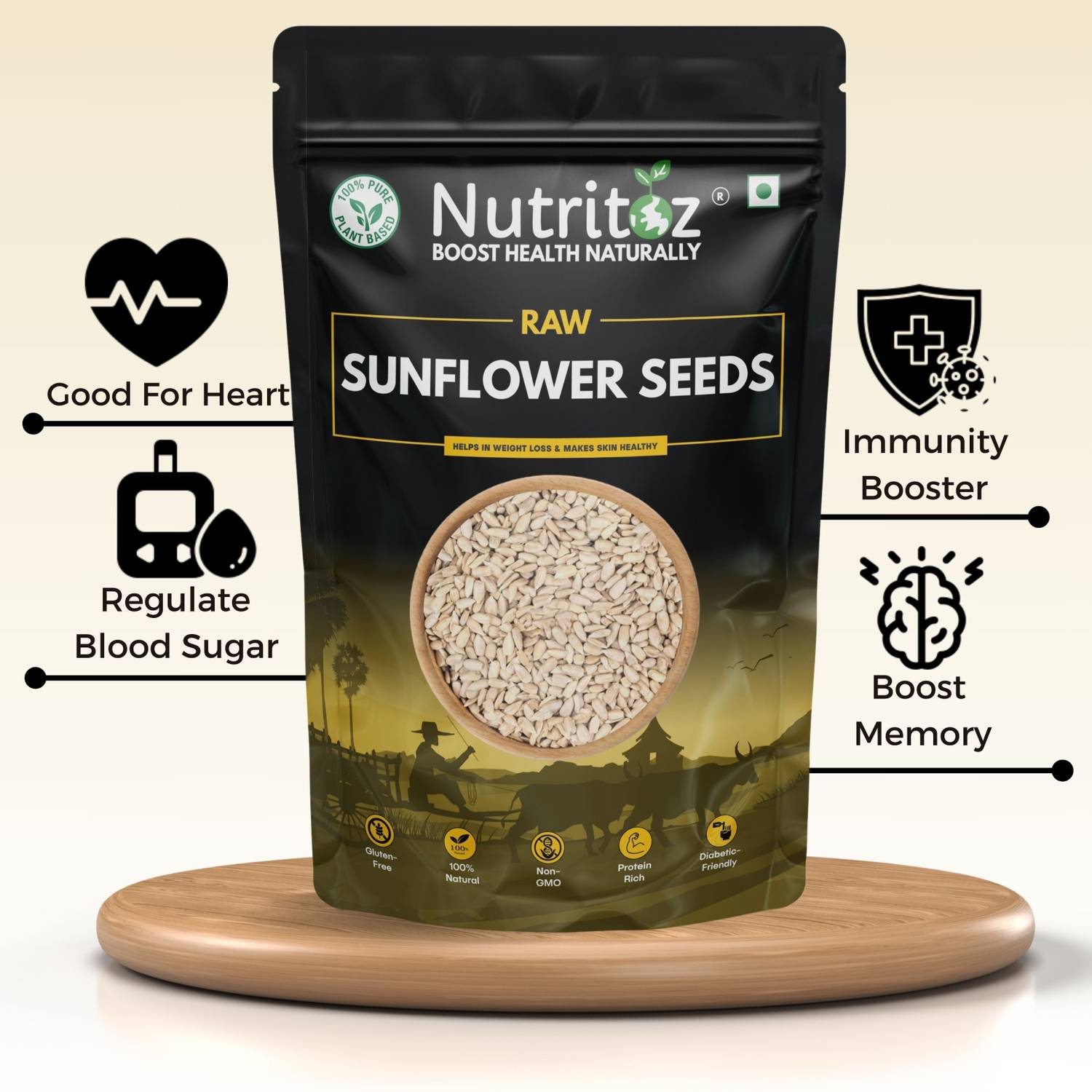 Nutritoz Premium Pumpkin & Sunflower Seeds Combo 100GM Each - Image 4