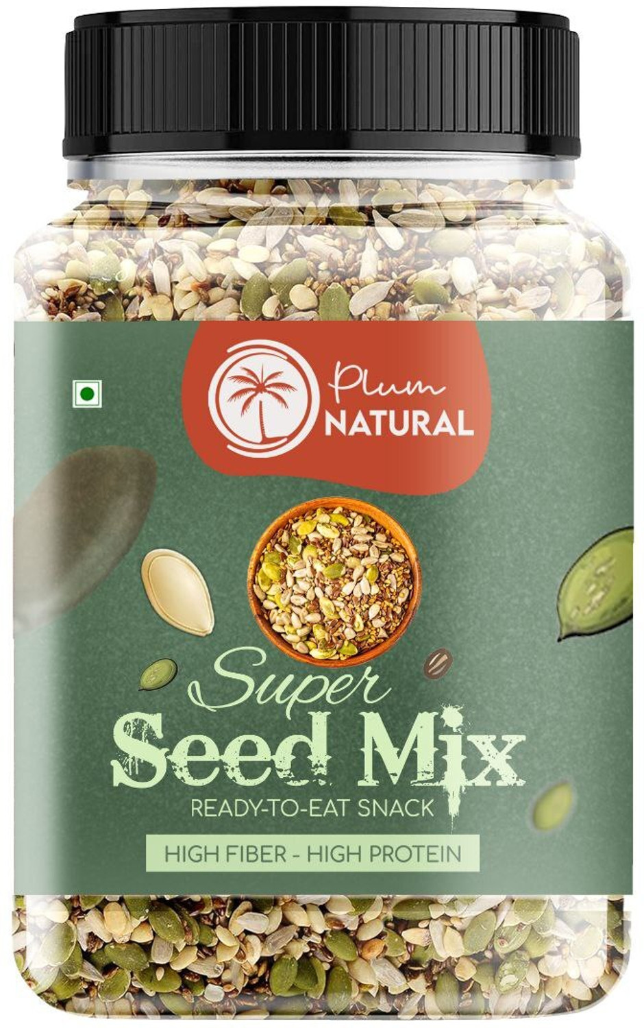 Image of Plum Natural Premium 7 in 1 Roasted seeds mix Immunity Booster weight loss Healthy snacks Chia Seeds, Sunflower Seeds, Pumpkin Seeds, Watermelon Seeds, Brown Flax Seeds, Sesame Seeds, Sweet Basil Seeds
