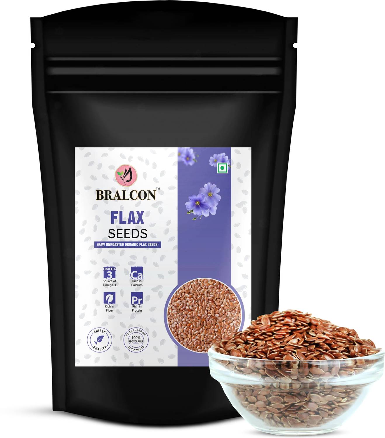 BRALCON Raw Flax Seeds - 100g | Flax Seeds for Hair Growth | Alsi Seeds for Eating | Brown Flax Seeds