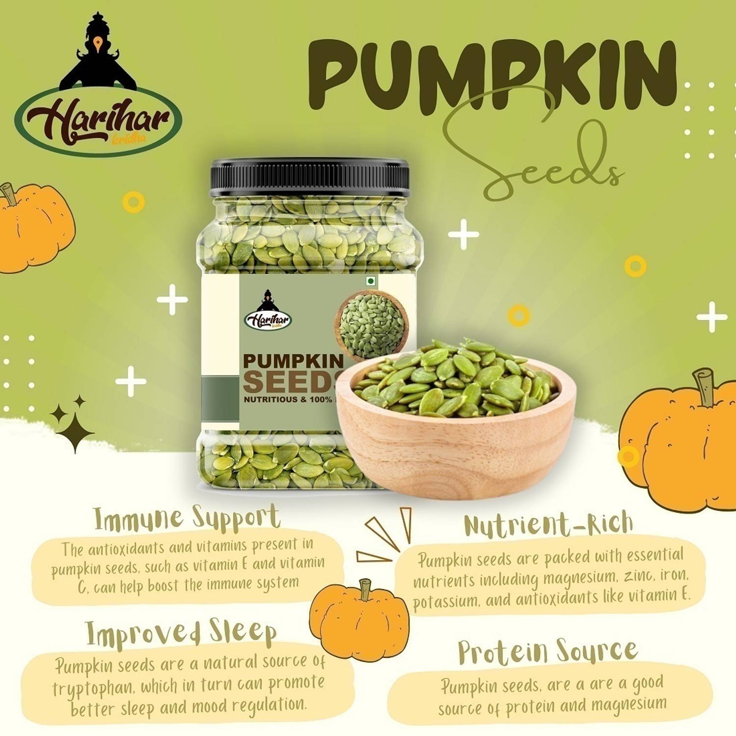 HARIHARKRIDHA Pumpkin Seeds 500g Raw - Image 4