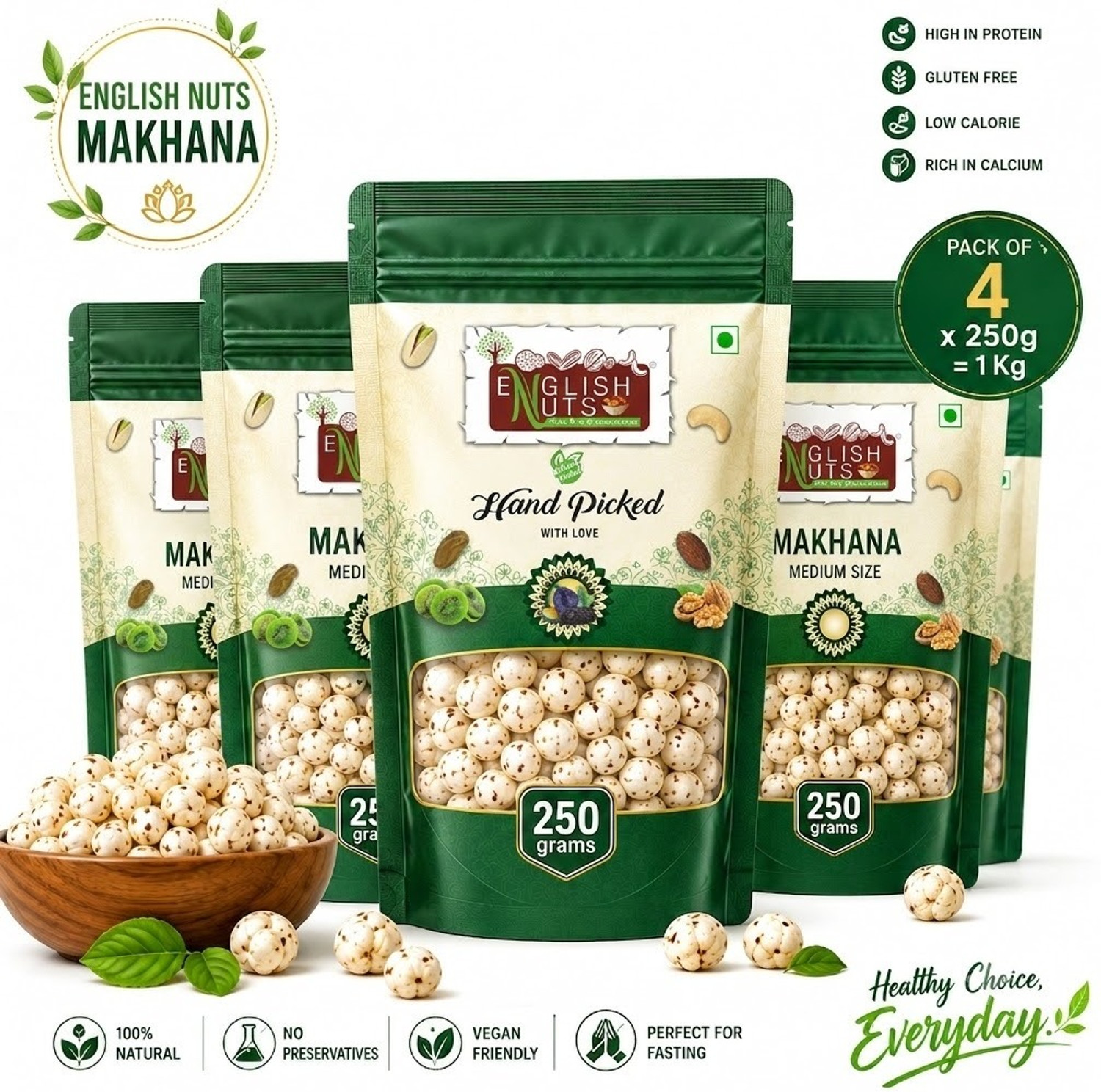 Image of ENGLISH NUTS HANDPICKED MAKHANA 1KG Makhana