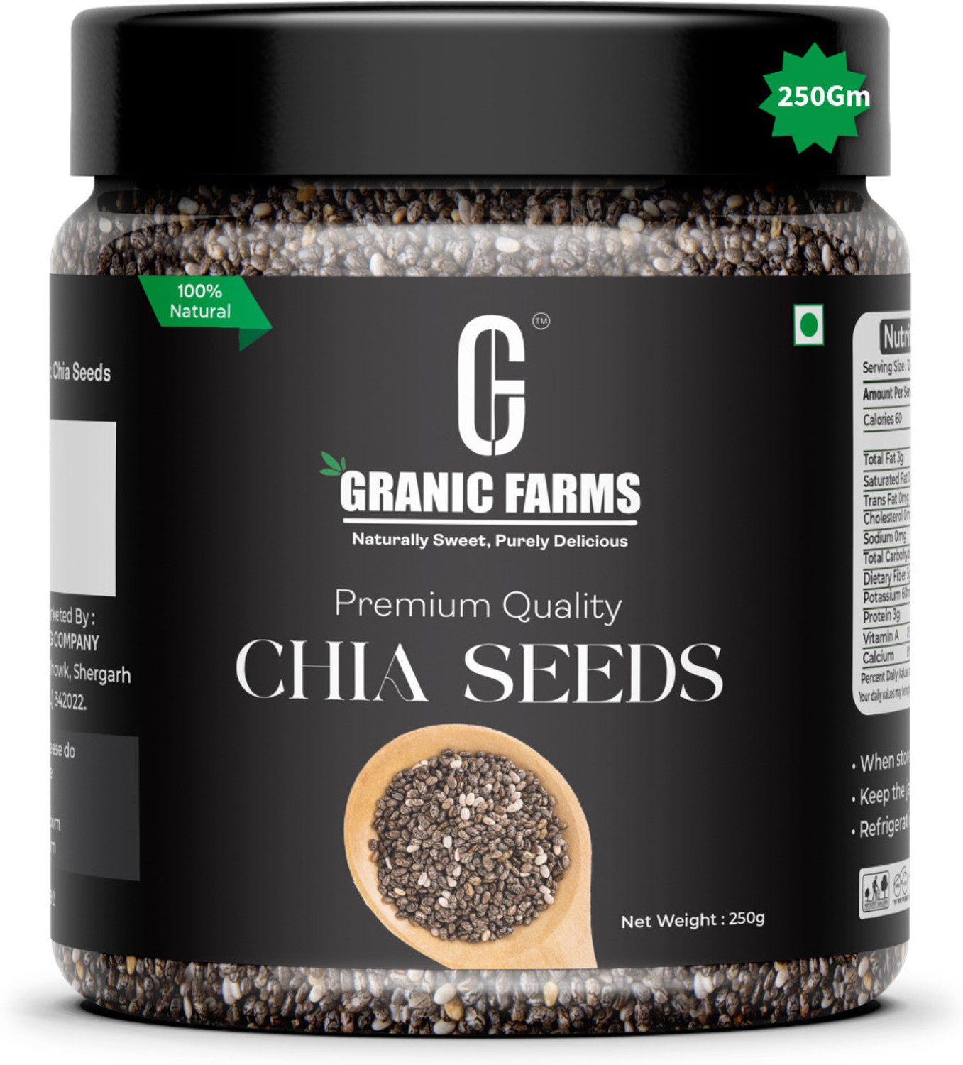 Image of GRANIC FARMS Premium Raw Chia Seeds | Weight Loss Product | With Omega 3 & Calcium Rich| Chia Seeds