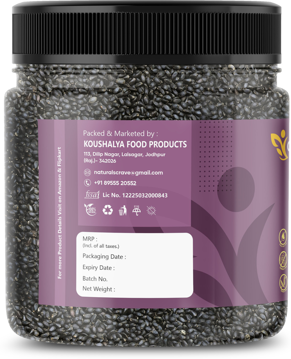 Image of Crave Naturals Basil Seeds (Sabja Seeds) | 100% Natural & Premium Quality | Rich in Fiber Basil Seeds (1 kg)