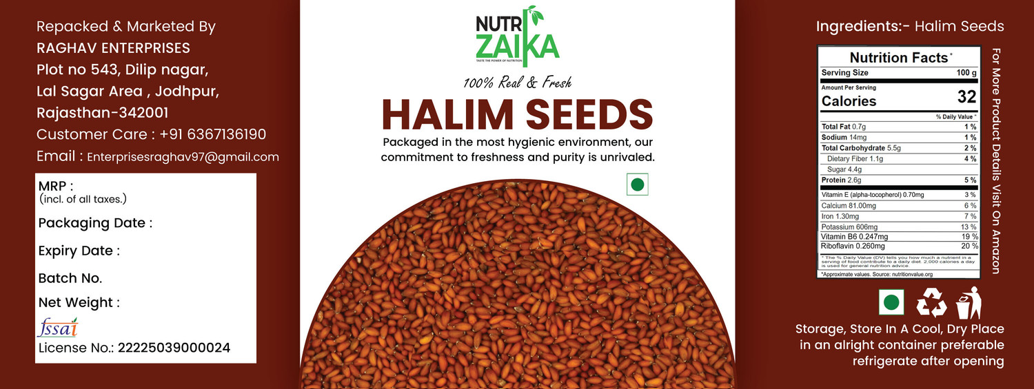 Image of NUTRI ZAIKA Halim Seeds | Garden Cress Seeds | Iron & Protein Rich Energy Booster Garden Cress Seeds