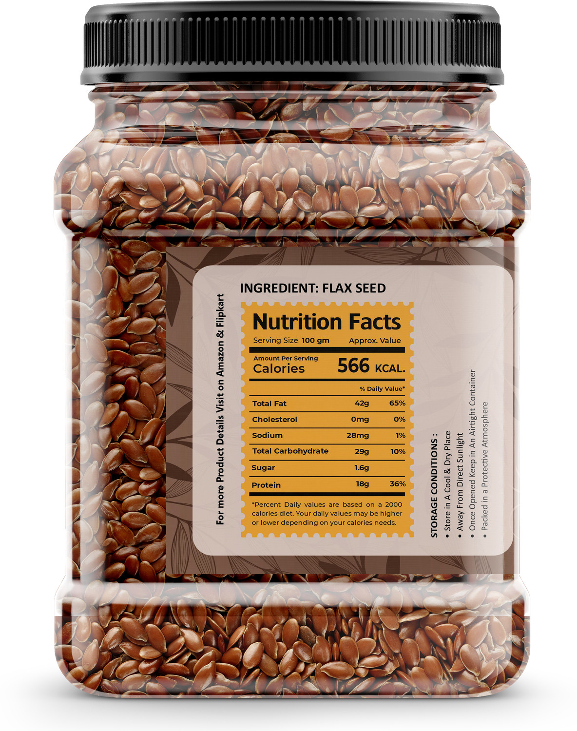Image of VANSURI Raw Flax seeds Rich in Omega 3, Zinc & Protein / Alsi Seeds Brown Flax Seeds
