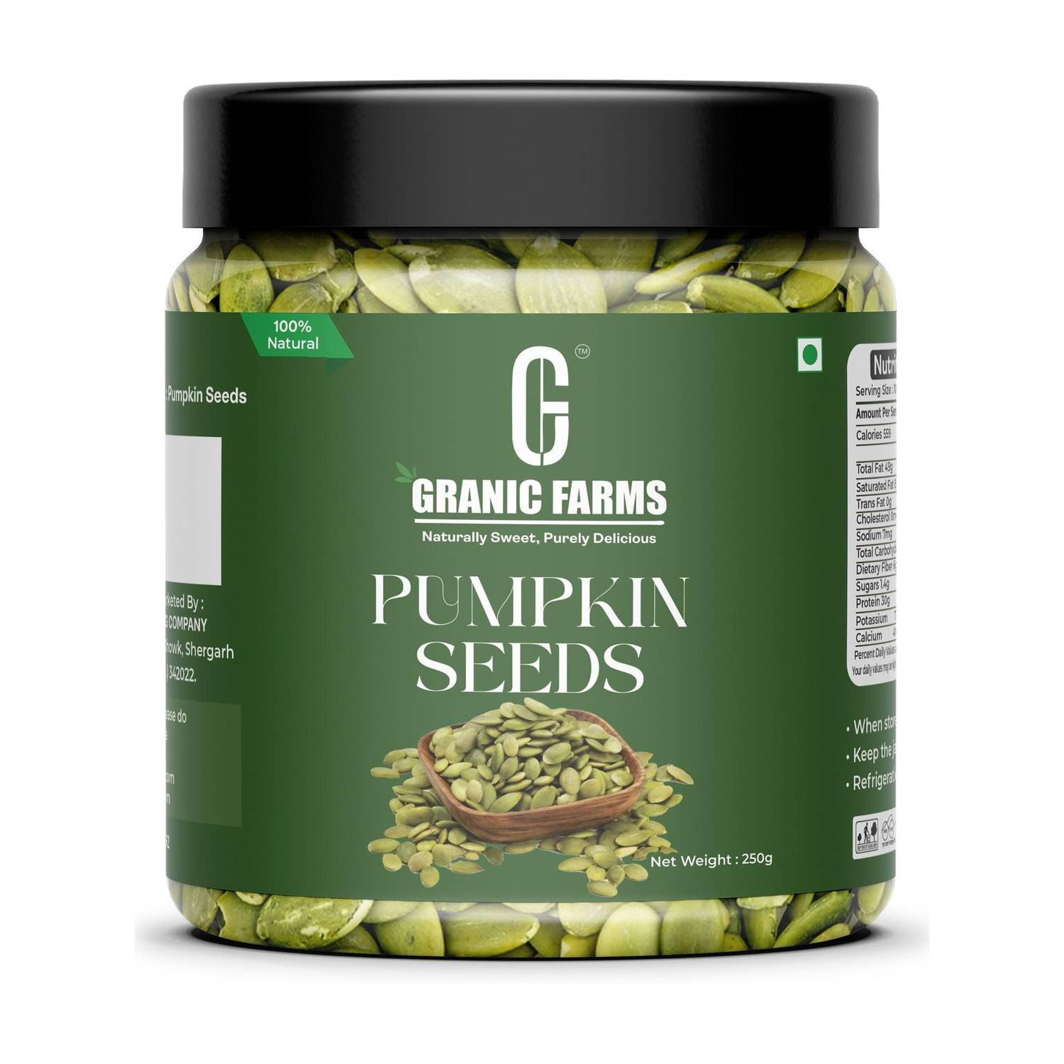 GRANIC Premium Raw Pumpkin Seeds, 200g - Image 1