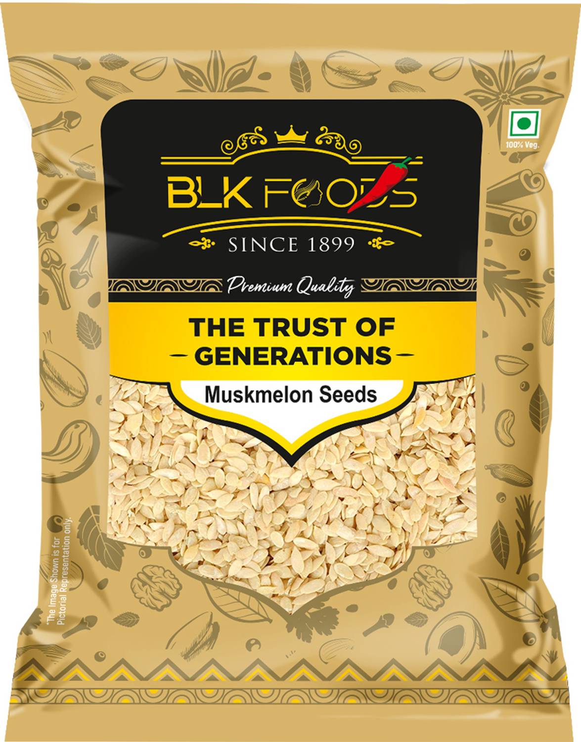 BLK FOODS Muskmelon Seeds 500g (Kharbooja migi)| Protein Rich Edible Seeds for eating Muskmelon Seeds