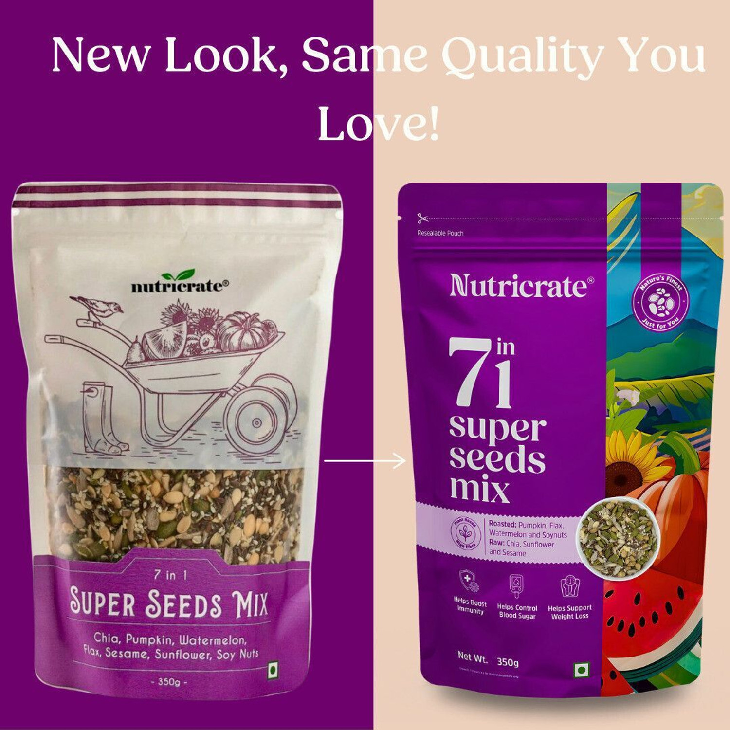 Image of Nutricrate 7 in 1 Super Mixed Seeds for Eating | Roasted Seeds | Diet Snack | Protein Rich. Mixed Seeds