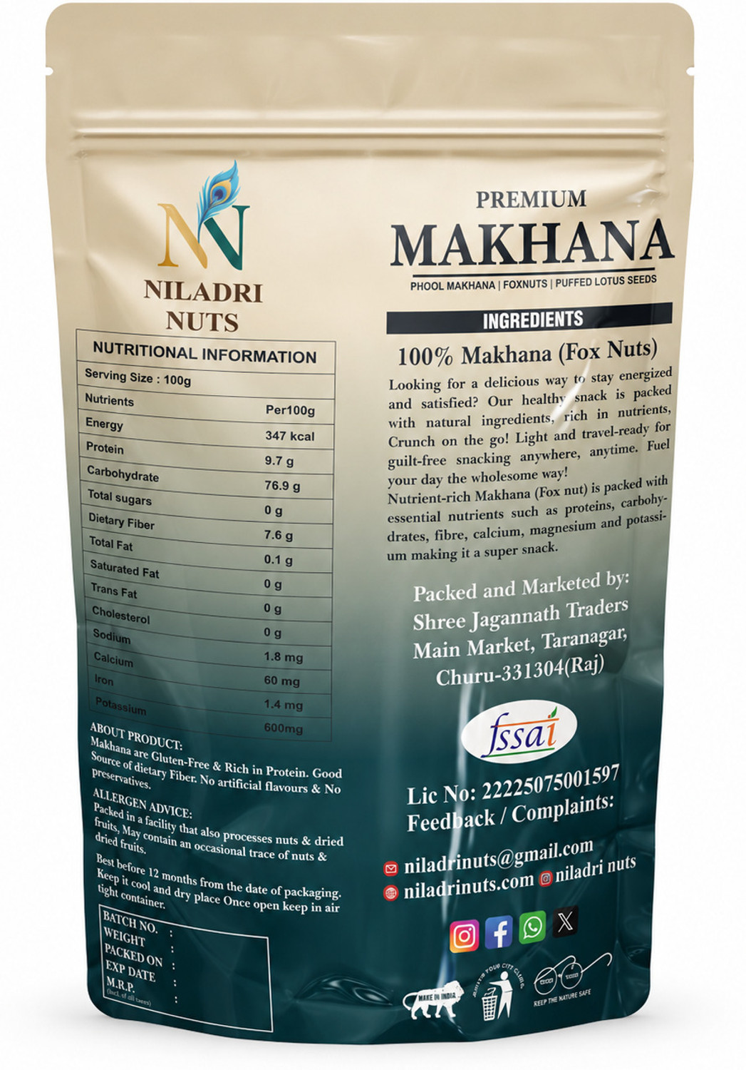Image of niladri nuts Premium Makhana Value pack | Foxnuts | Phool Makhana | Makhana