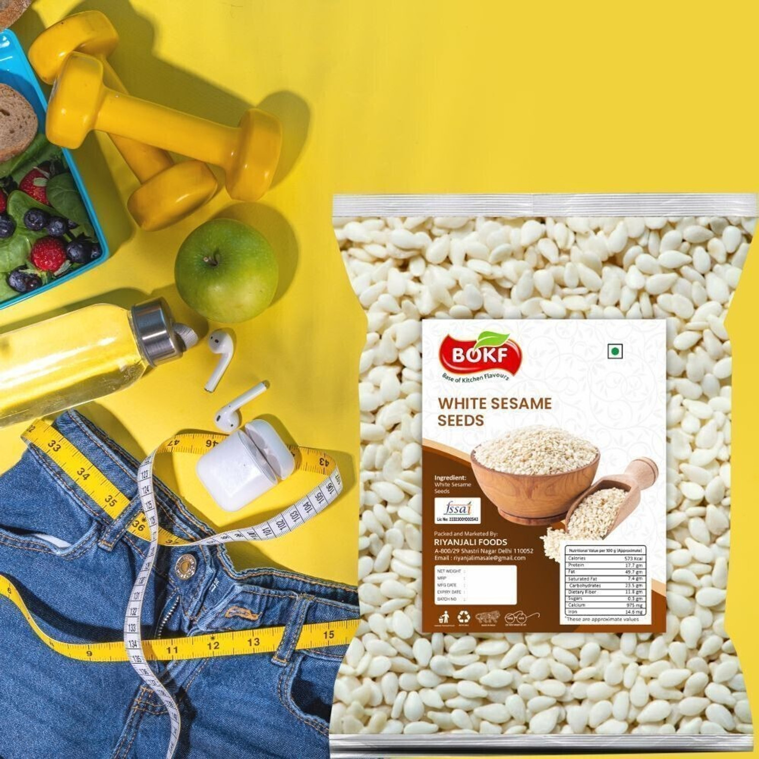 Image of BOKF Til Seeds for Eating, Unroasted White Sesame Seeds