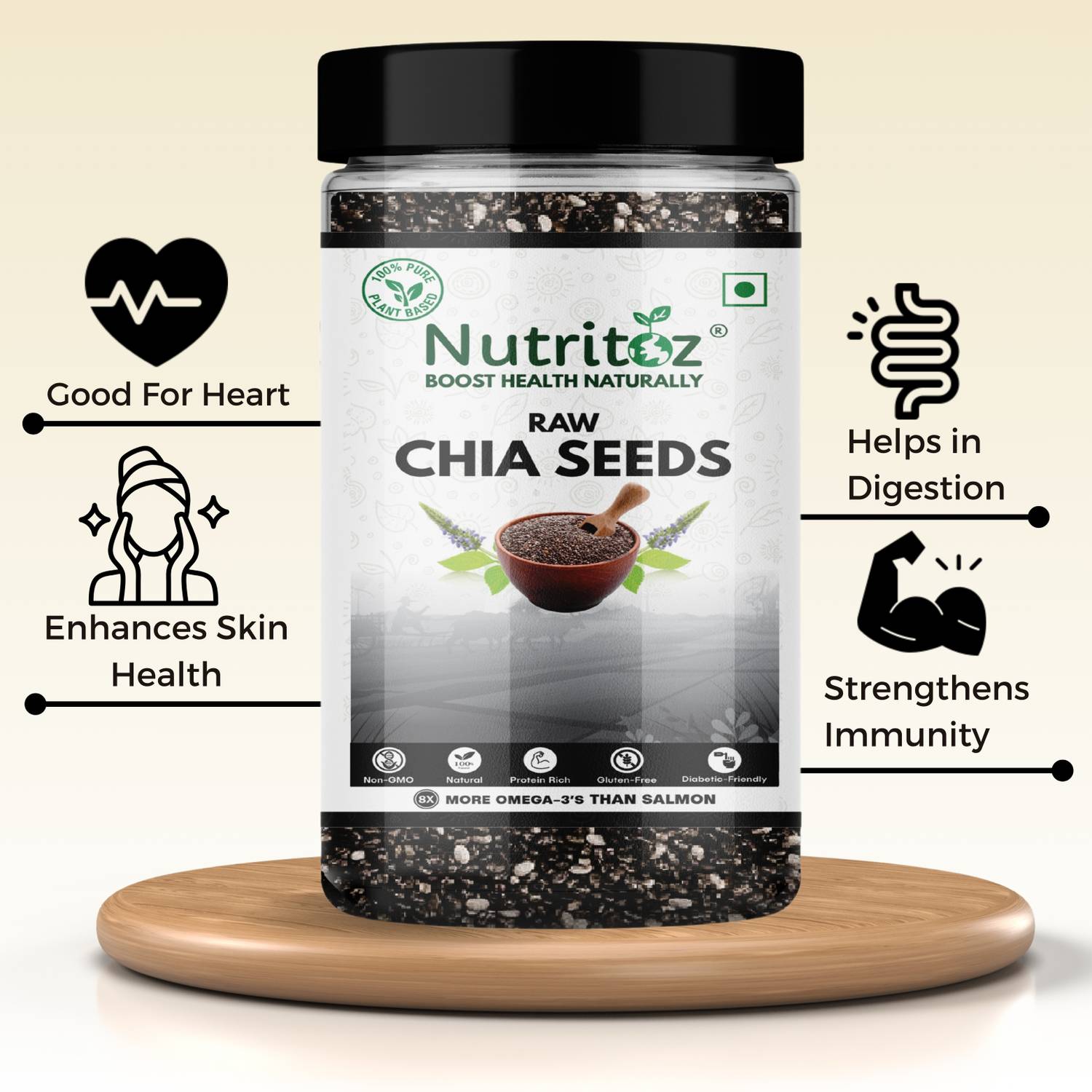 Nutritoz Natural Raw Chia Seeds, 200g - Image 3
