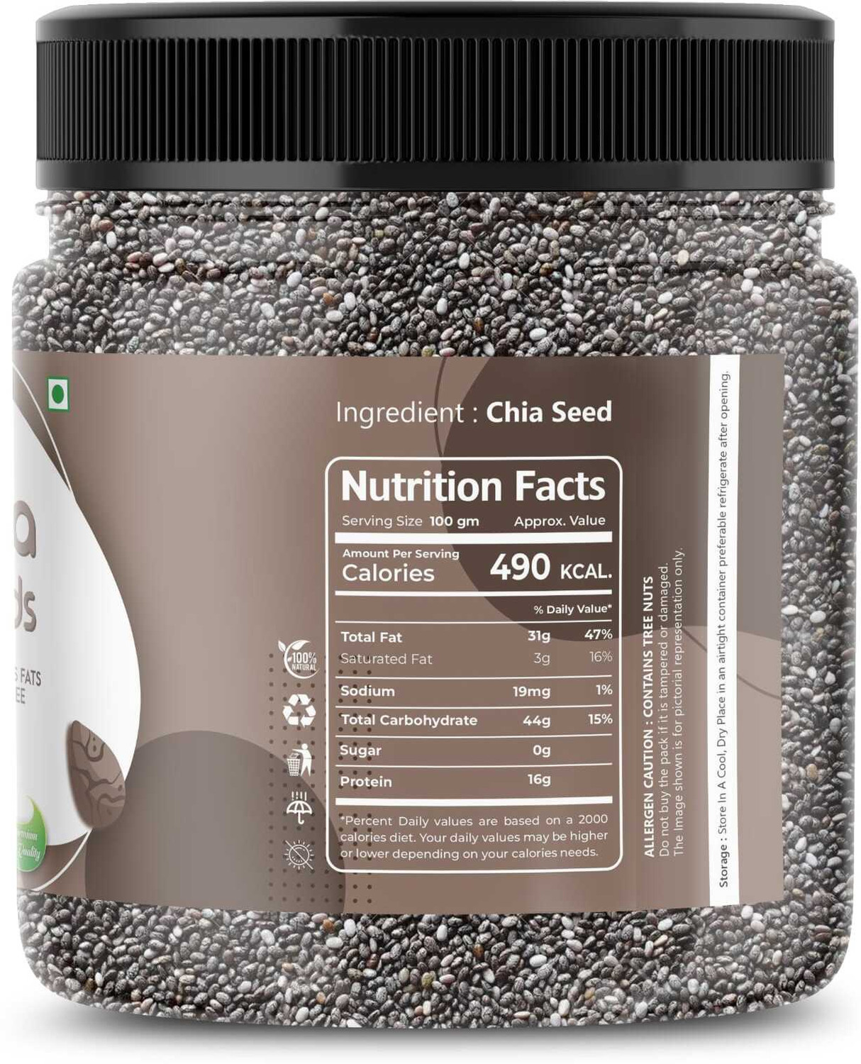 Image of Flavour Delight Chia Seeds | Healthy Food for Eating | Diet Snacks for Weight Loss | Black Chia Seeds