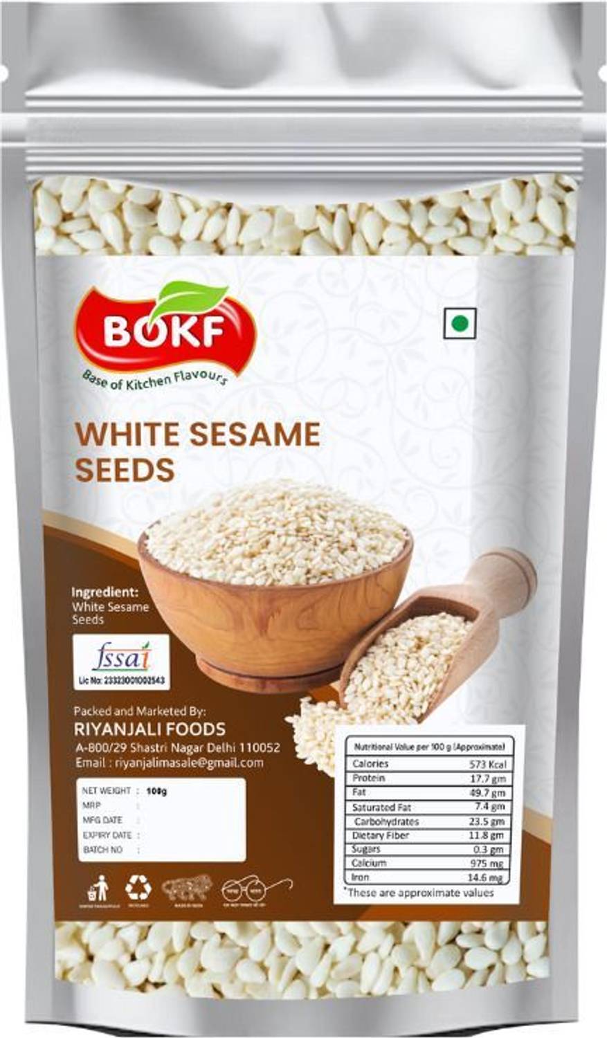 BOKF BOKF Premium White Sesame Seeds Safed Til Sesame Seeds