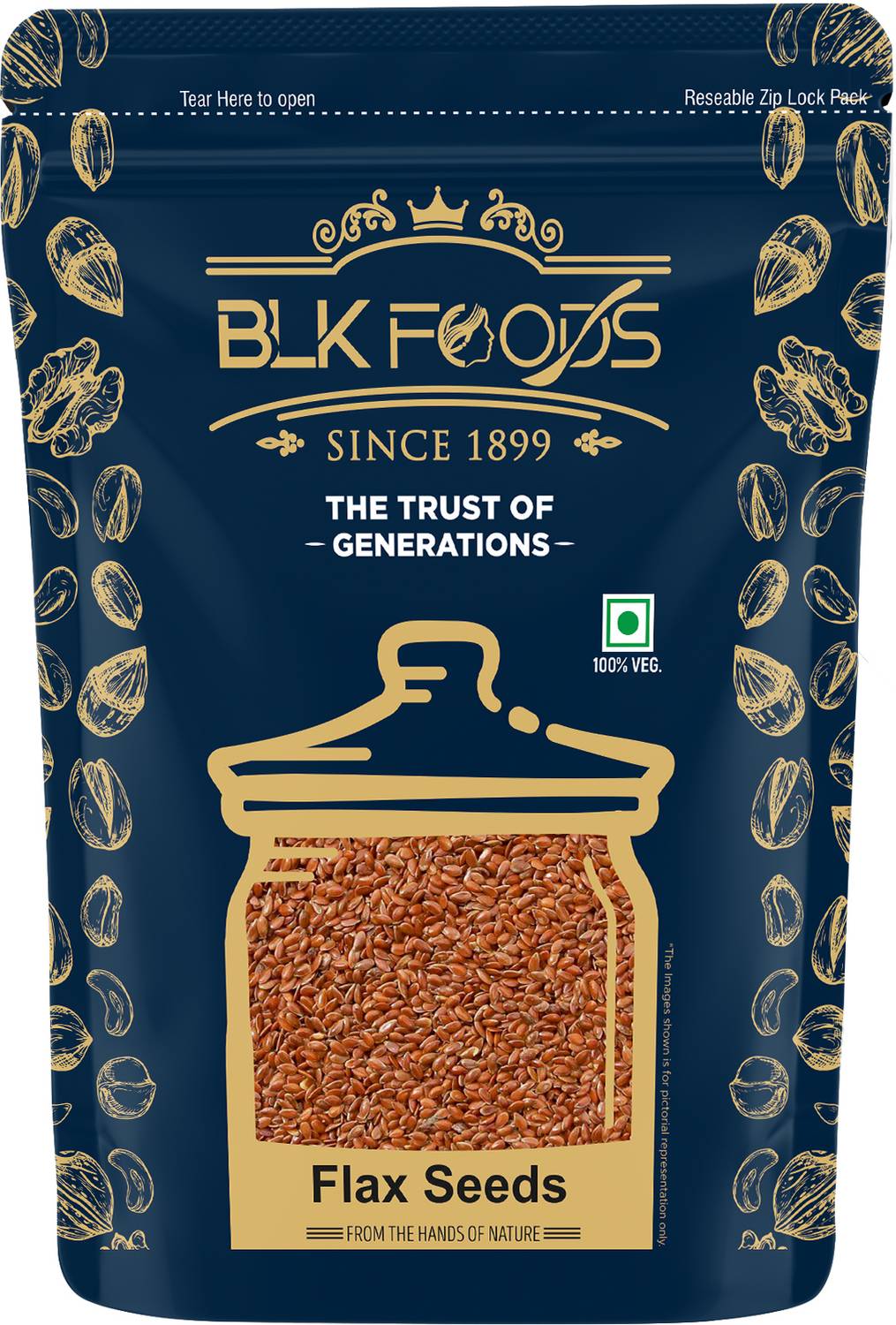 BLK FOODS Flax Seeds 1Kg (Alsi beej) for Eating | Rich in Omega 3 | Brown Flax Seeds