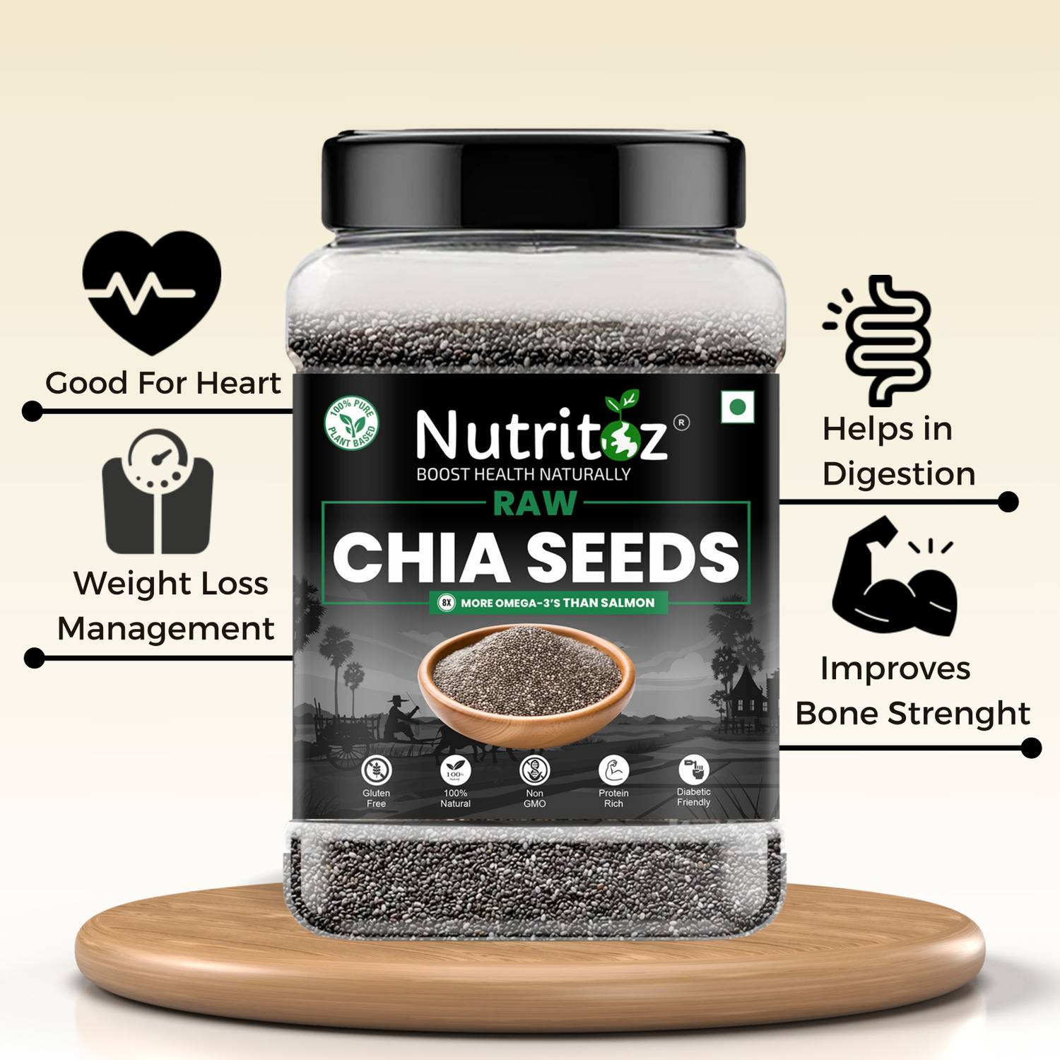 Nutritoz Chia Seeds 1Kg - Image 4