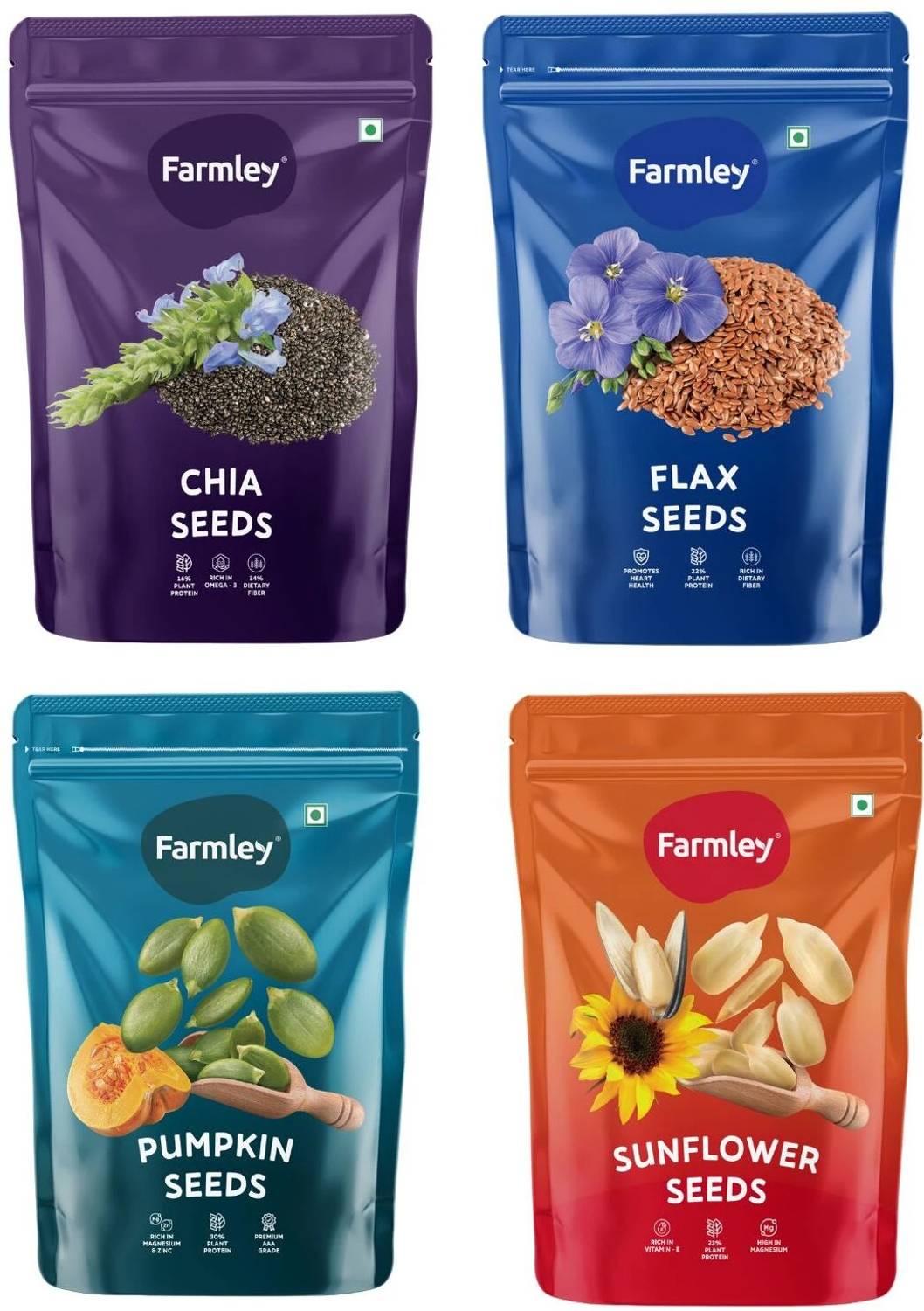 Farmley Premium Seeds 800g, Combo Pack Of 4(Each 200g) Chia Seeds