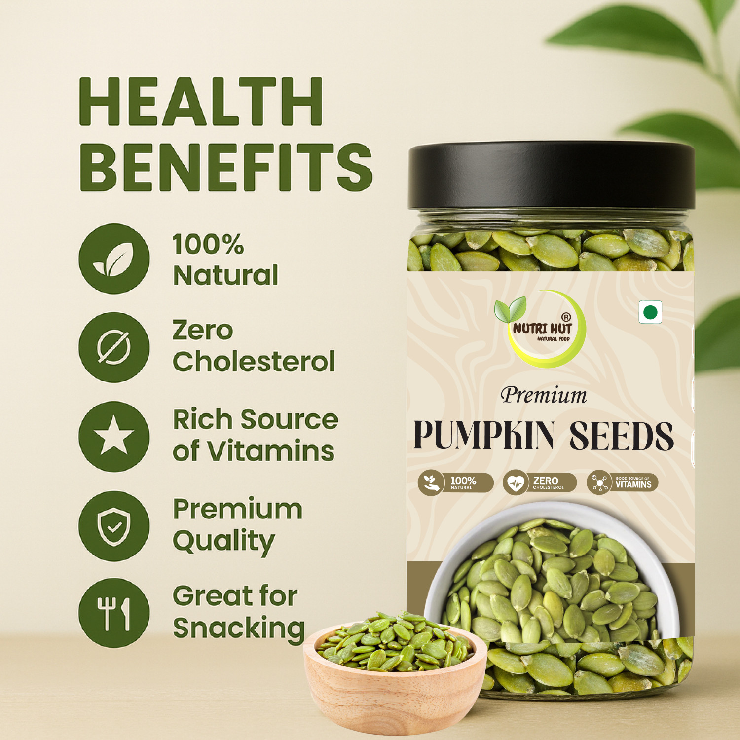 Image of Nutri Hut Premium Seeds Combo Pack | Rich in Protein, Fiber & Omega Chia Seeds, Sunflower Seeds, Pumpkin Seeds, Golden Flax Seeds, Sesame Seeds