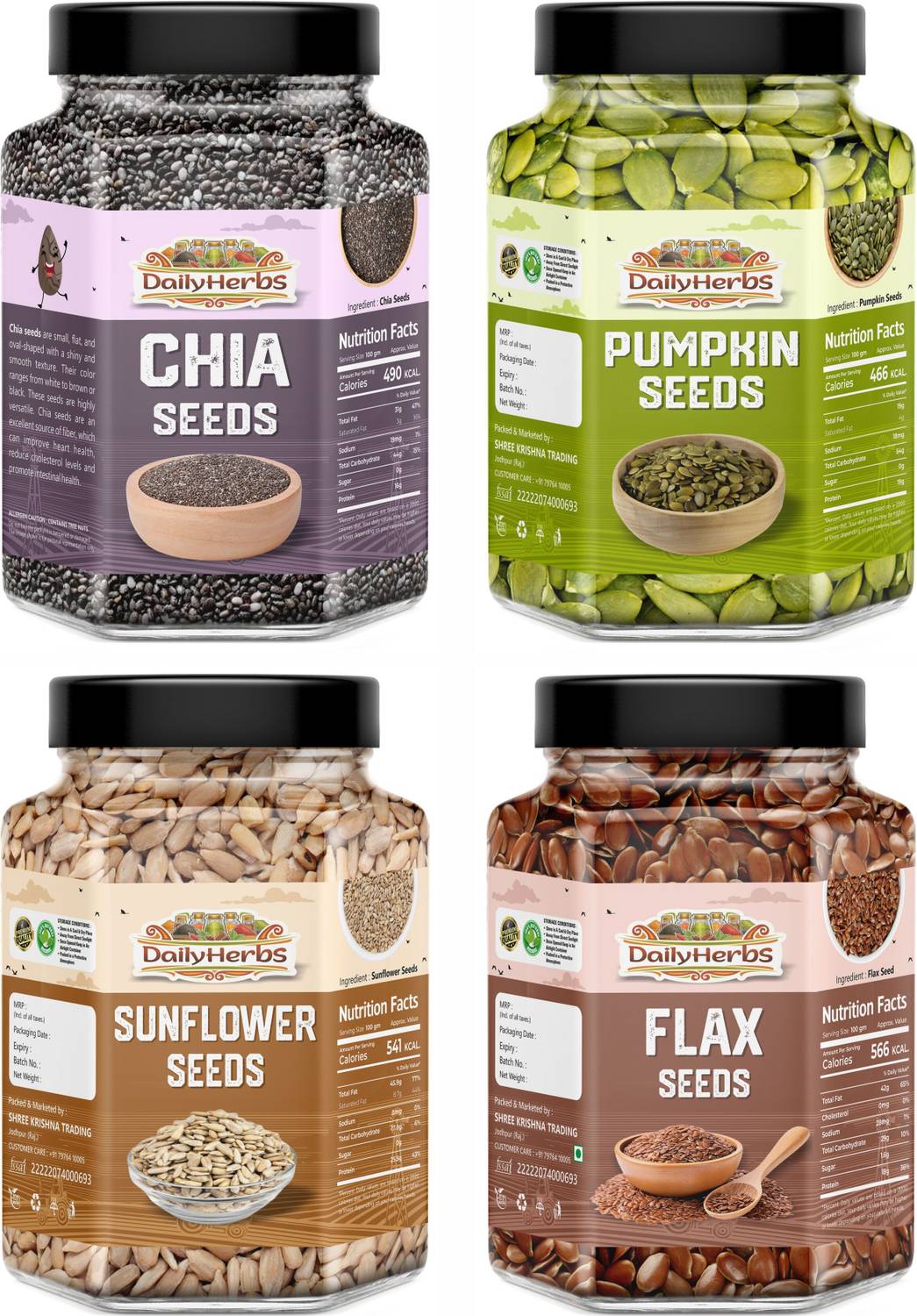 DAILYHERBS Premium Seeds 800g Combo Pack Pack of 4 - Image 1