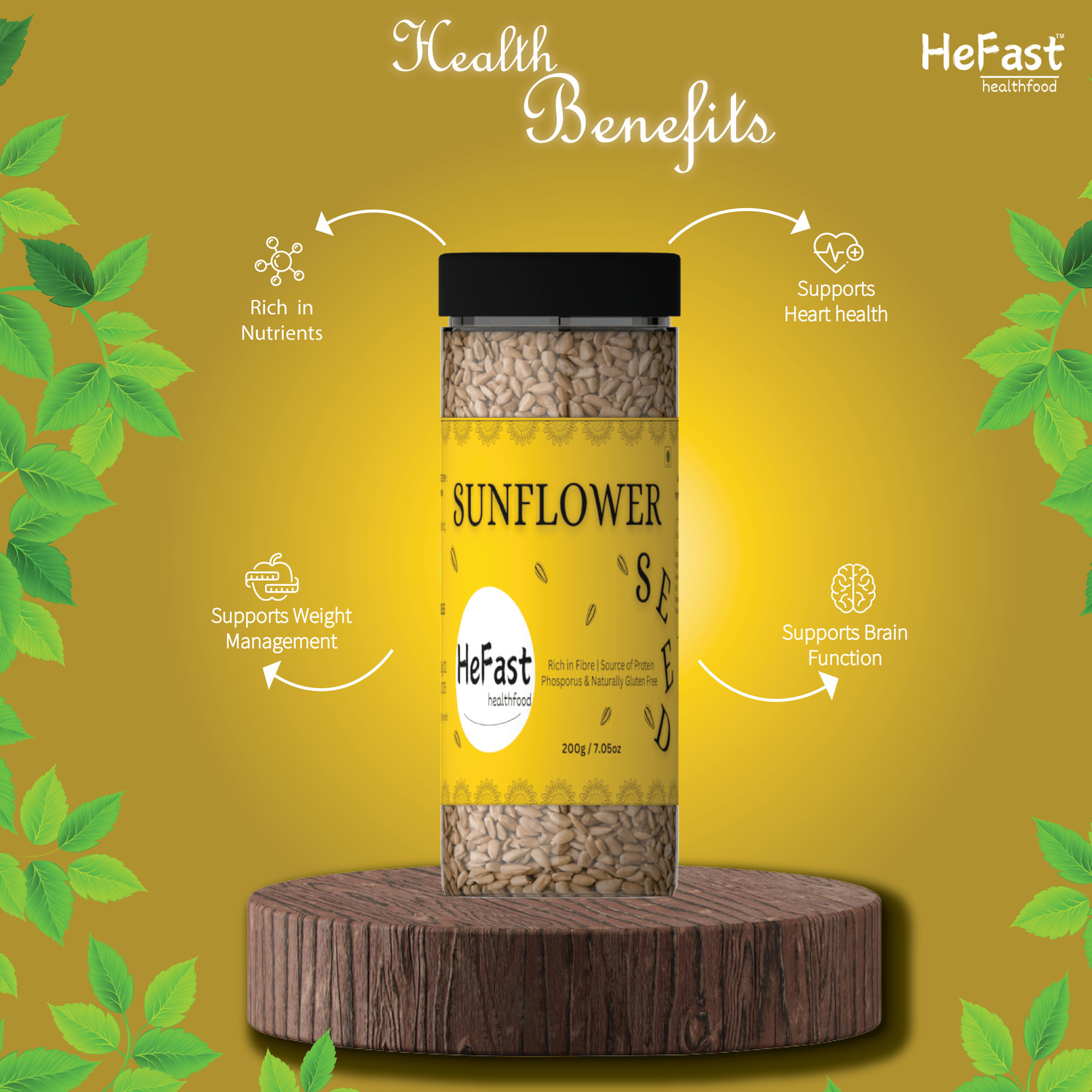 Image of HeFast HeFast HealthFood Seeds Combo Chia Seeds, Brown Flax Seeds, Pumpkin Seeds, Sunflower Seeds