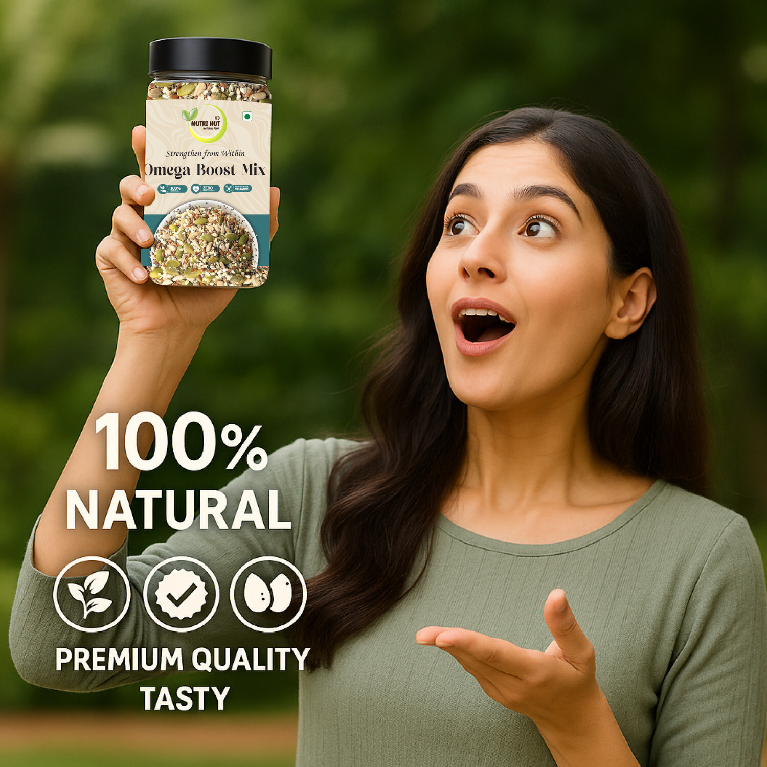 Image of Nutri Hut Omega Boost 6-in-1 Mix Seeds Rich in Omega-3, Protein & Fiber 100% Natural Mixed Seeds