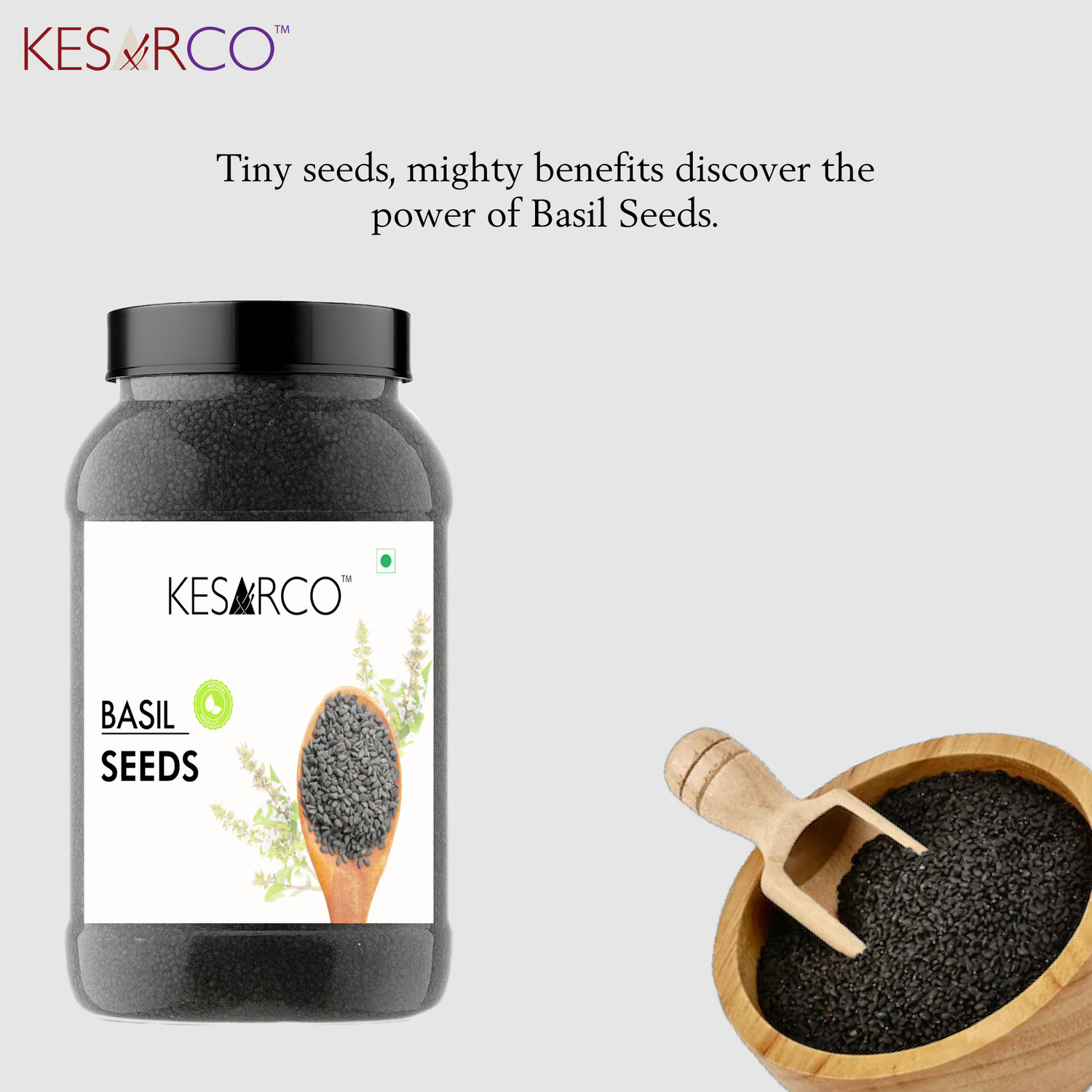 Image of KESARCO Basil Seeds - Superfood, Natural Hydration, Detox, Digestion, Sabja Seeds Basil Seeds