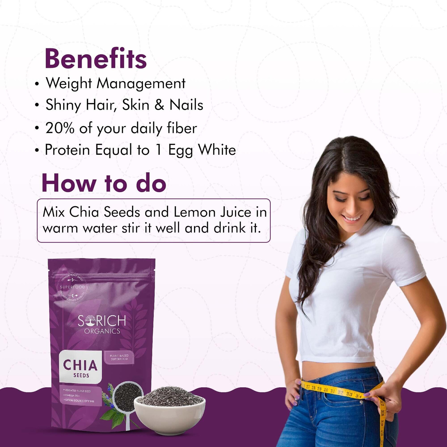 Image of Sorich Organics Raw for Weight loss, loaded with Omega 3 & Fibre, Good for Hair & Skin Chia Seeds