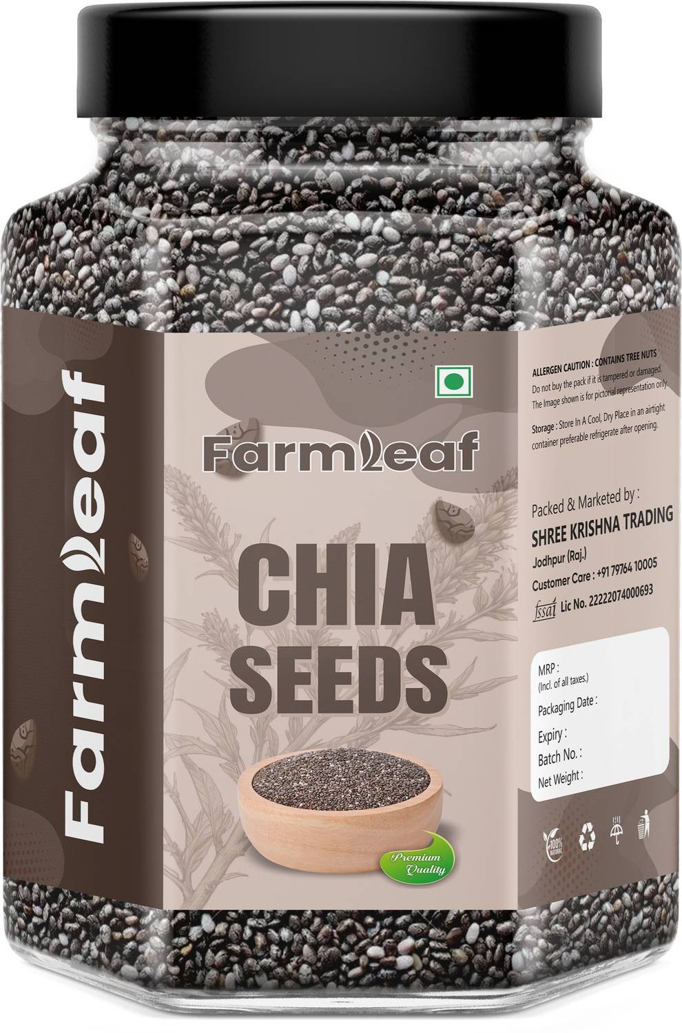 FarmLeaf Raw Chia Seeds for Weight Loss with Omega 3 , Zinc and F