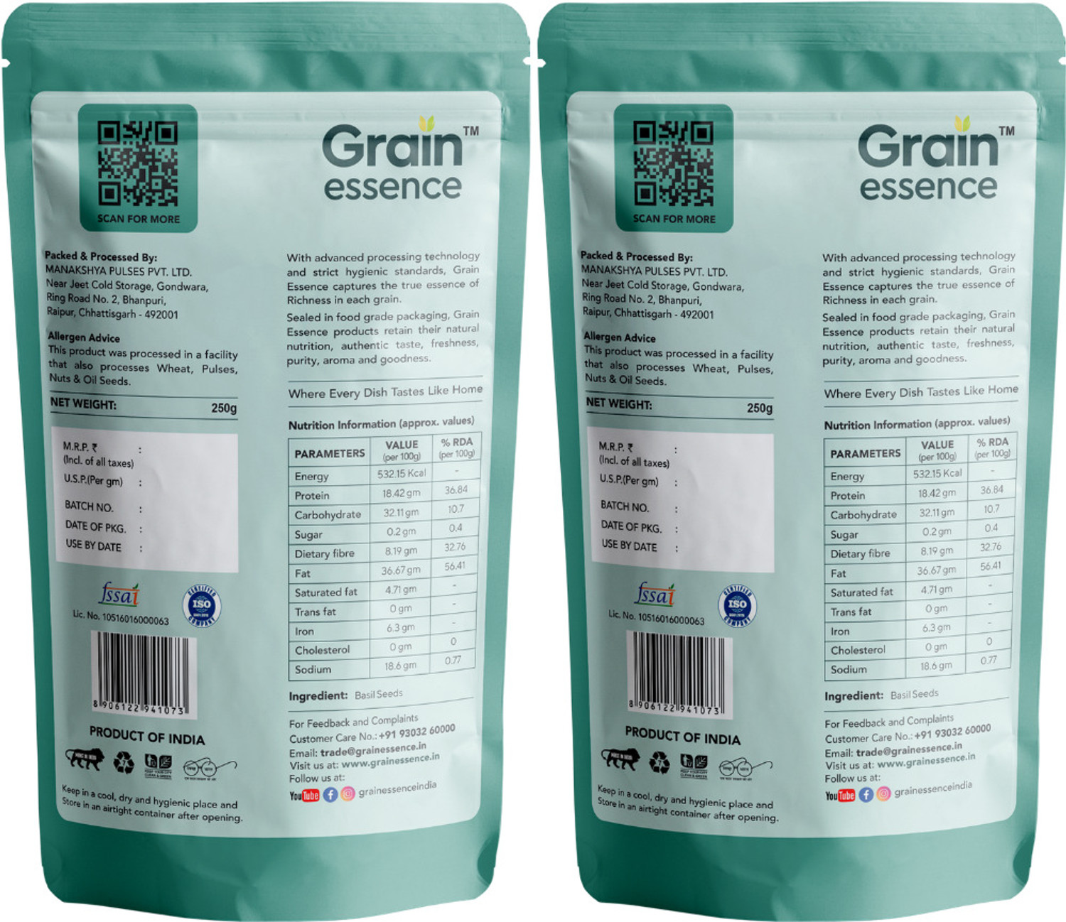 Image of GRAIN ESSENCE Grain Essence Premium Basil Seeds (Sabja Seeds) | 100% Natural, Raw & Unpolished Basil Seeds